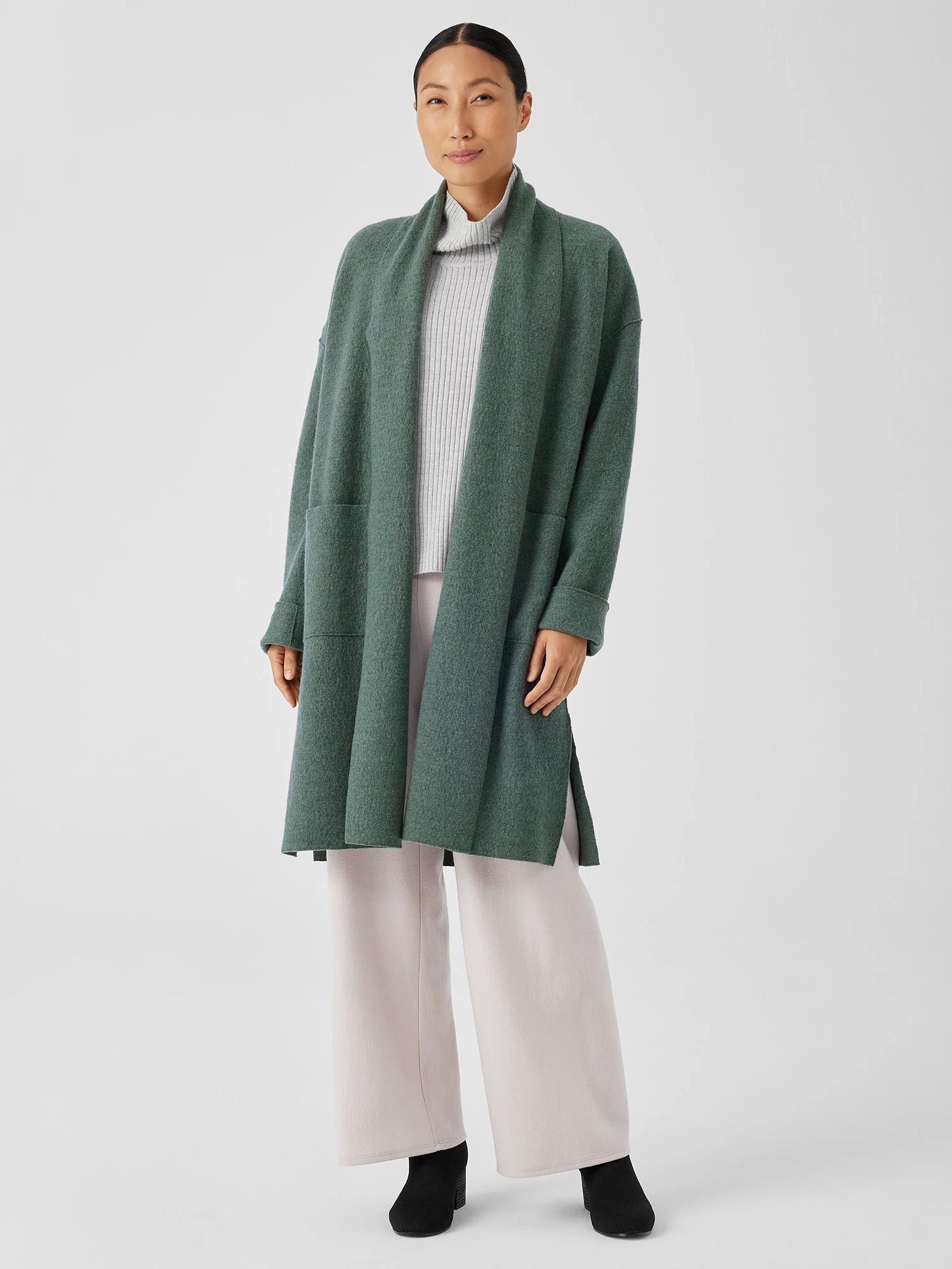 Lightweight BoiledWool High Collar Coat in Regenerative Wool Product Image