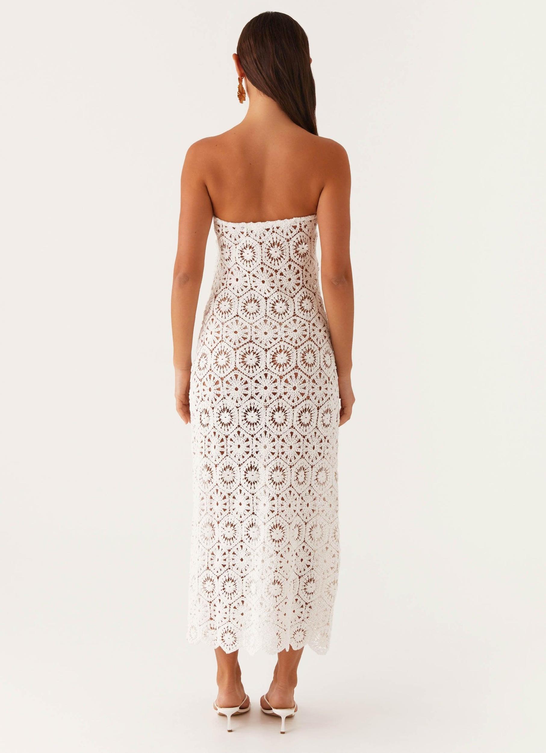 Kingsly Crochet Maxi Dress - White Product Image
