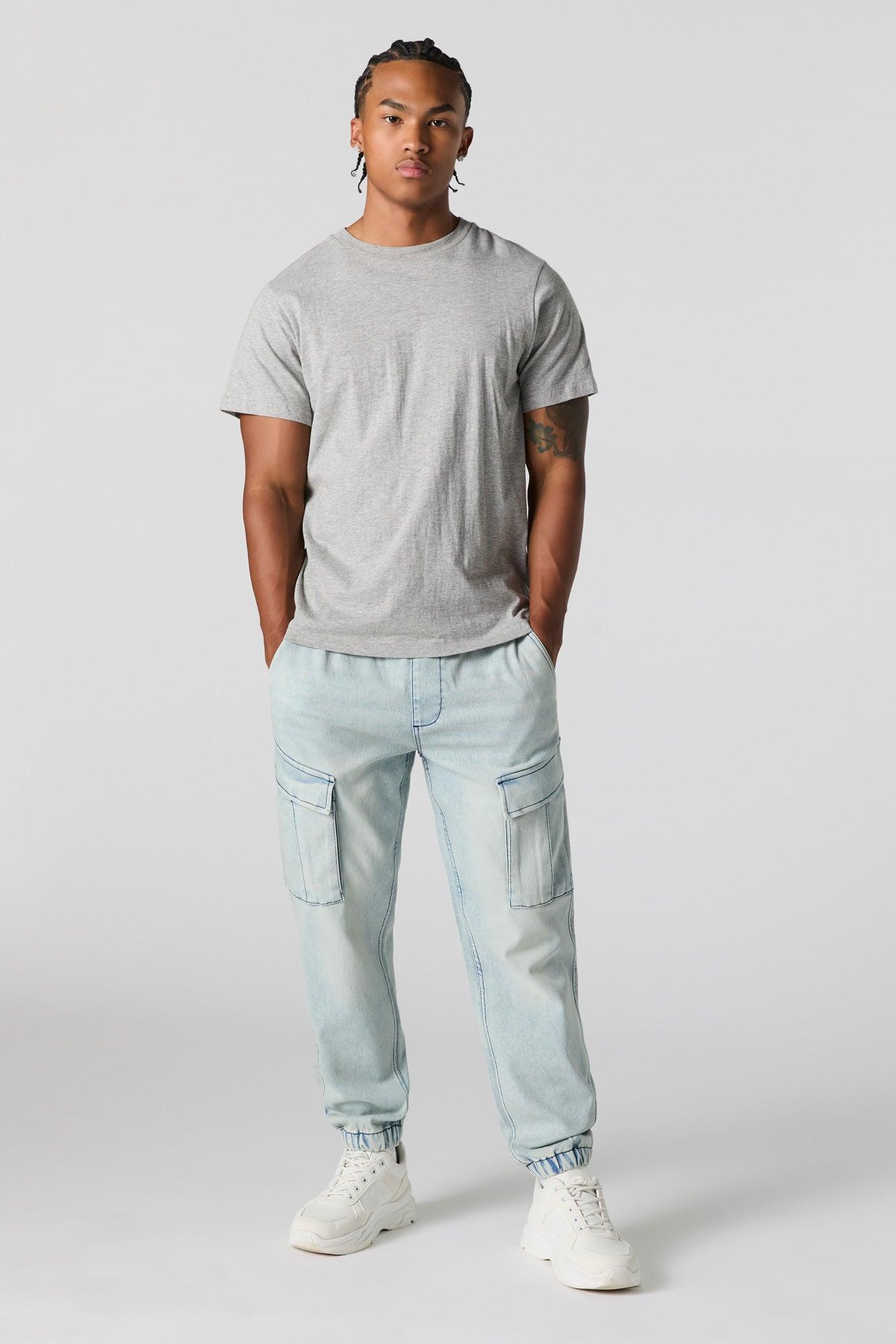 Denim Drawstring Cargo Jogger Male Product Image