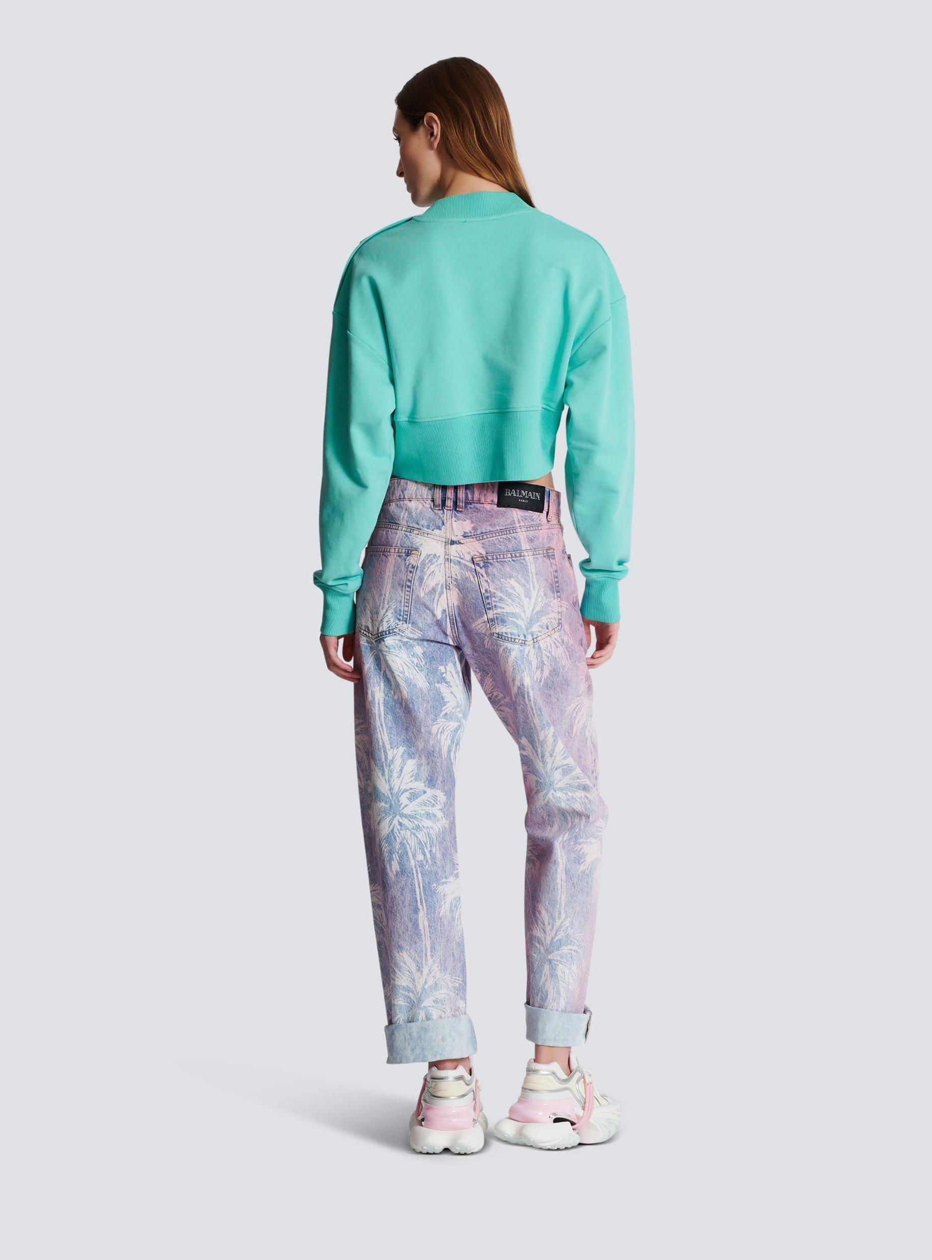 Cropped sweatshirt with Balmain Paris print Product Image