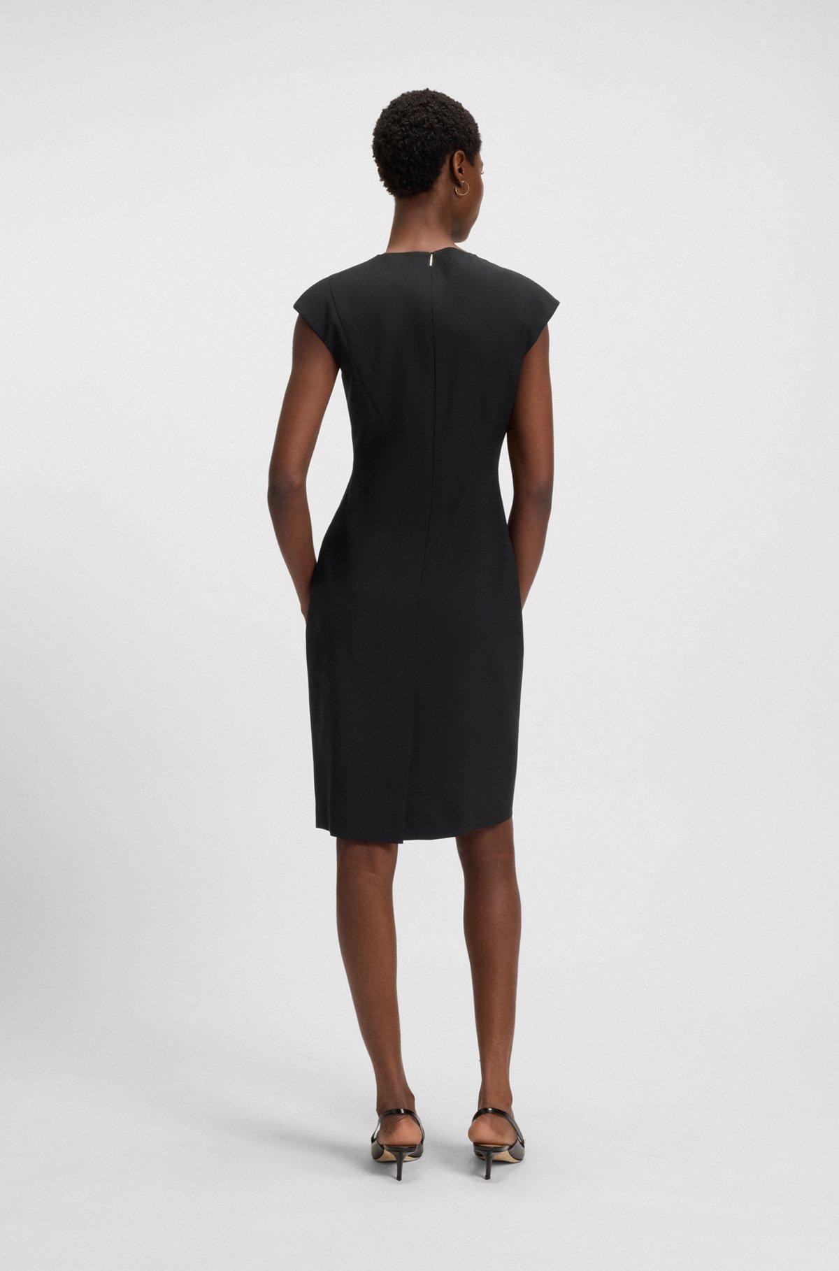 BOSS - Slim-fit dress in virgin wool with cap sleeves - Black Product Image