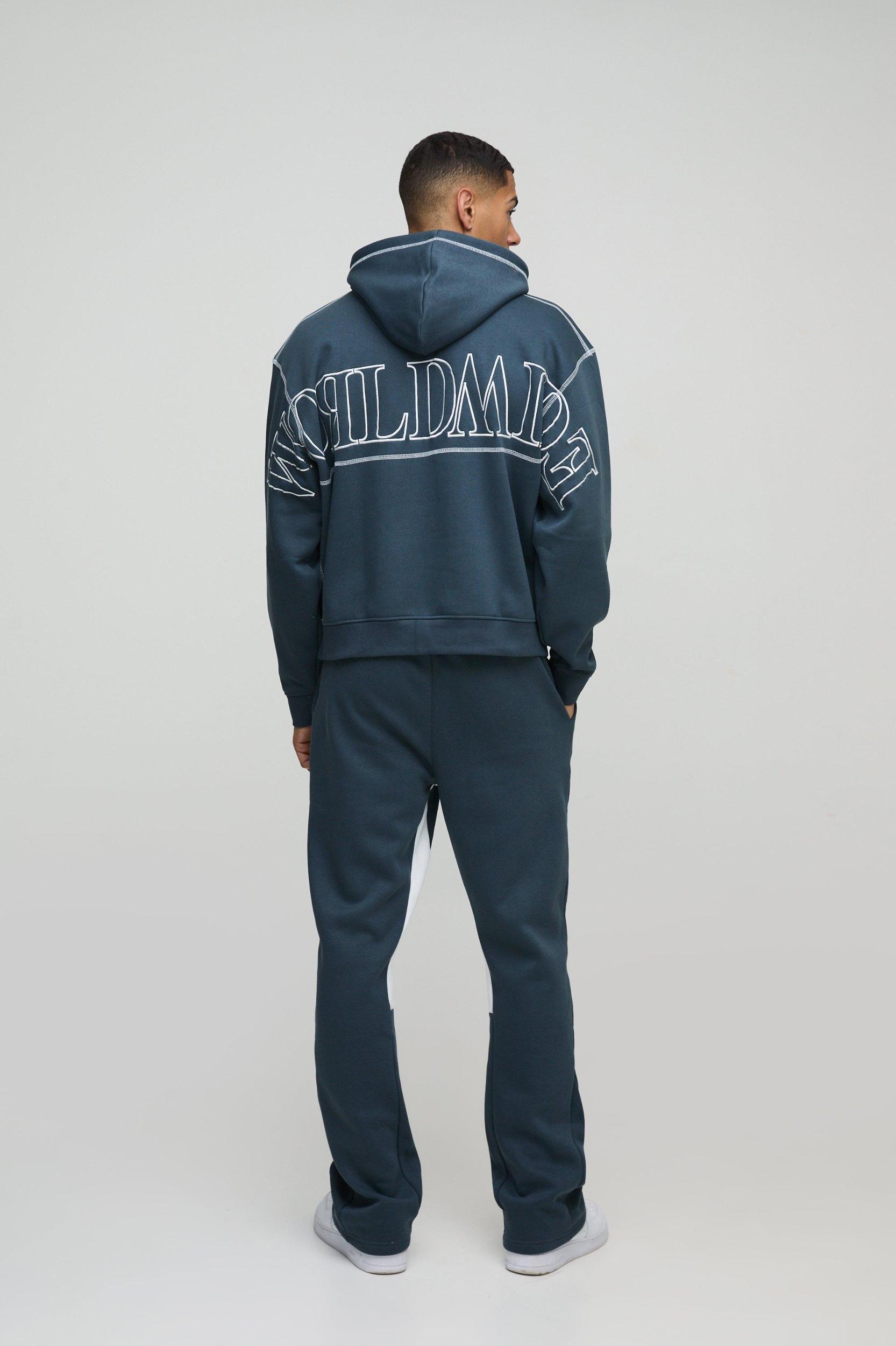 Oversized Worldwide Contrast Stitch Gusset Tracksuit | boohooMAN USA Product Image
