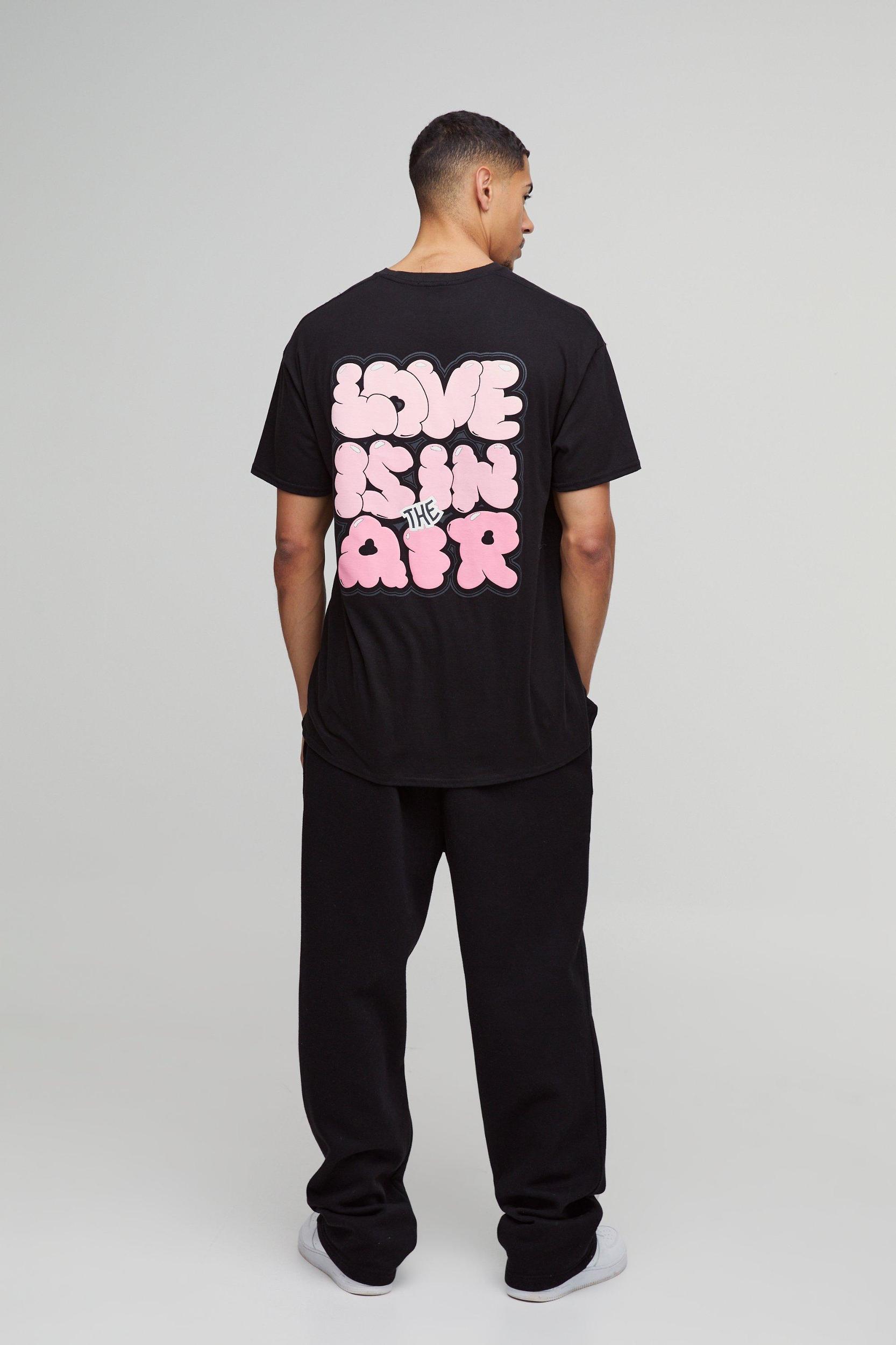 Oversized Love Is In The Air Puff Print T-Shirt | boohooMAN USA Product Image