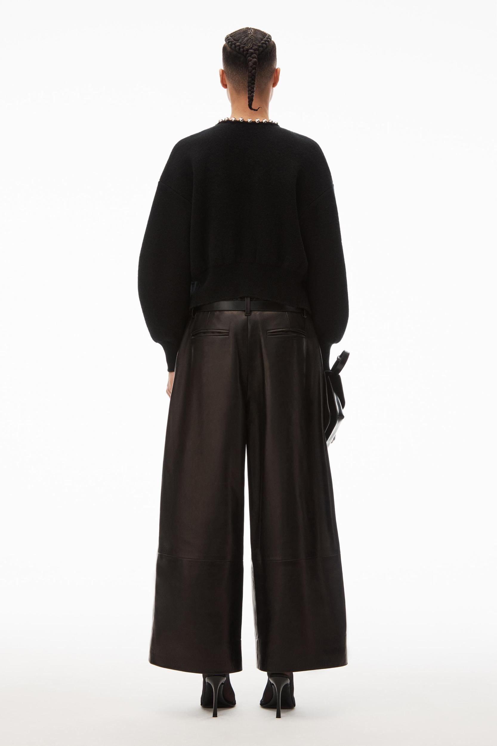 Crewneck Cardigan With Ball Chain Trim Product Image