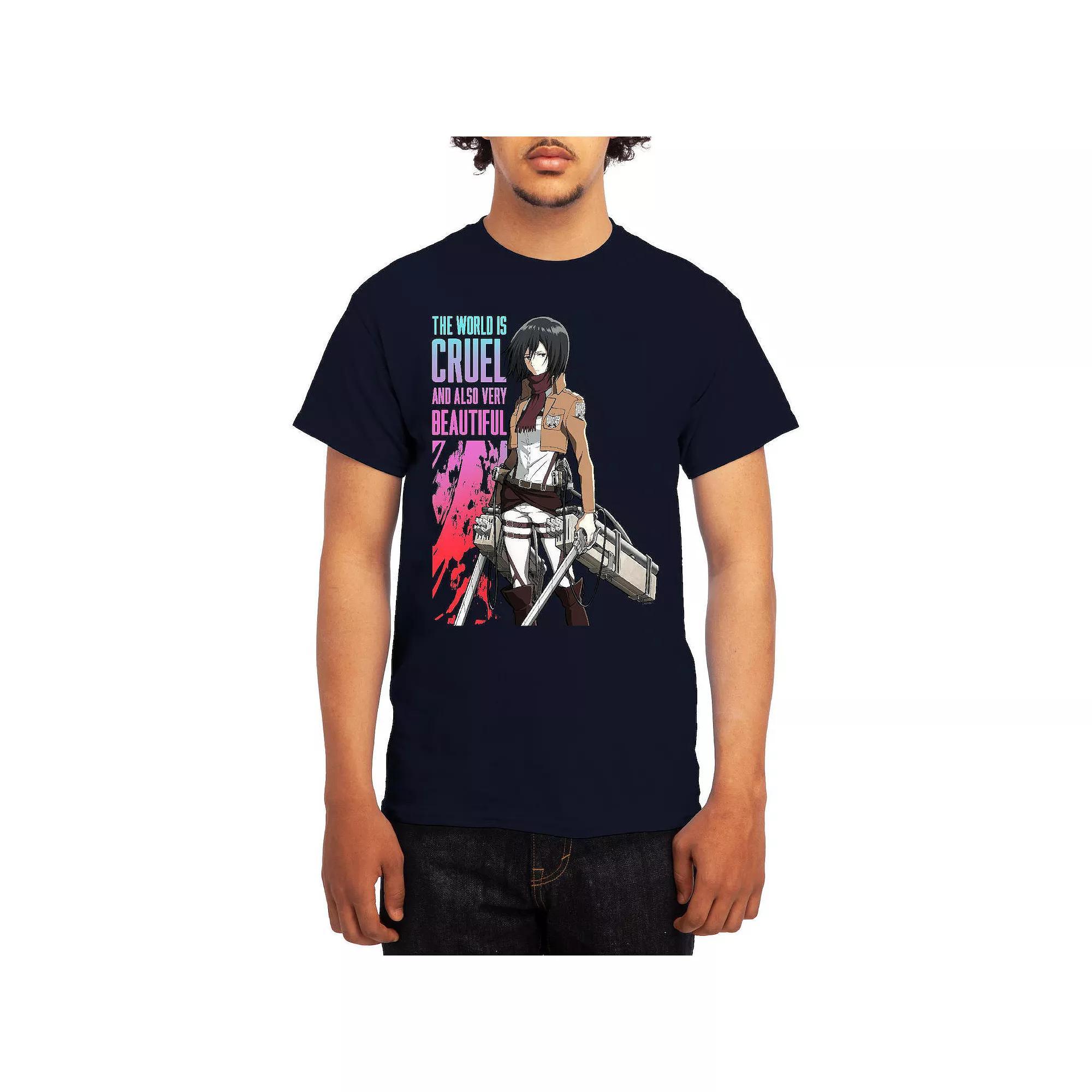 Mens Attack on Titan Hot Potato Tee Grey Red Product Image
