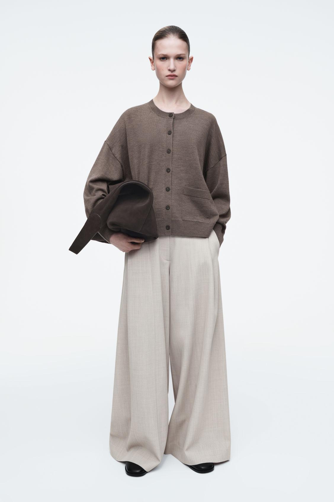 MERINO WOOL CREW-NECK CARDIGAN Product Image