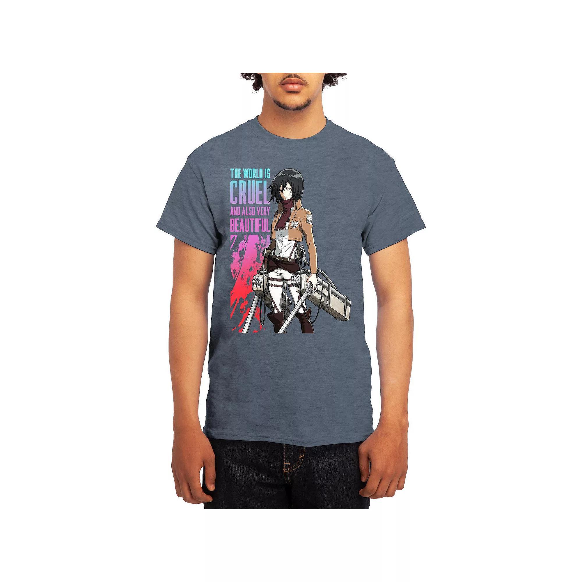 Mens Attack on Titan Hot Potato Tee Grey Red Product Image