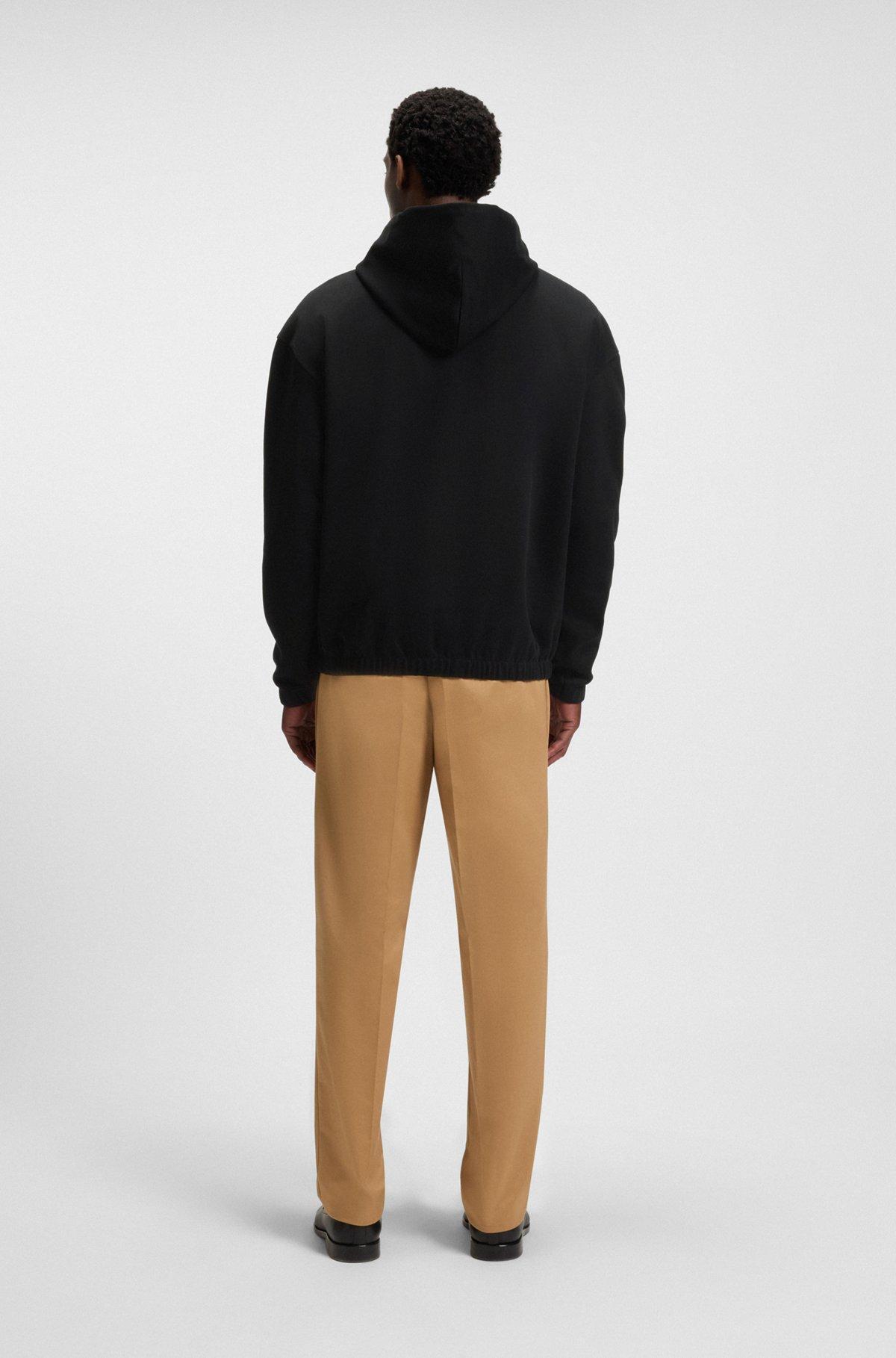 BOSS - Relaxed-fit hoodie in mercerised cotton - Black Product Image