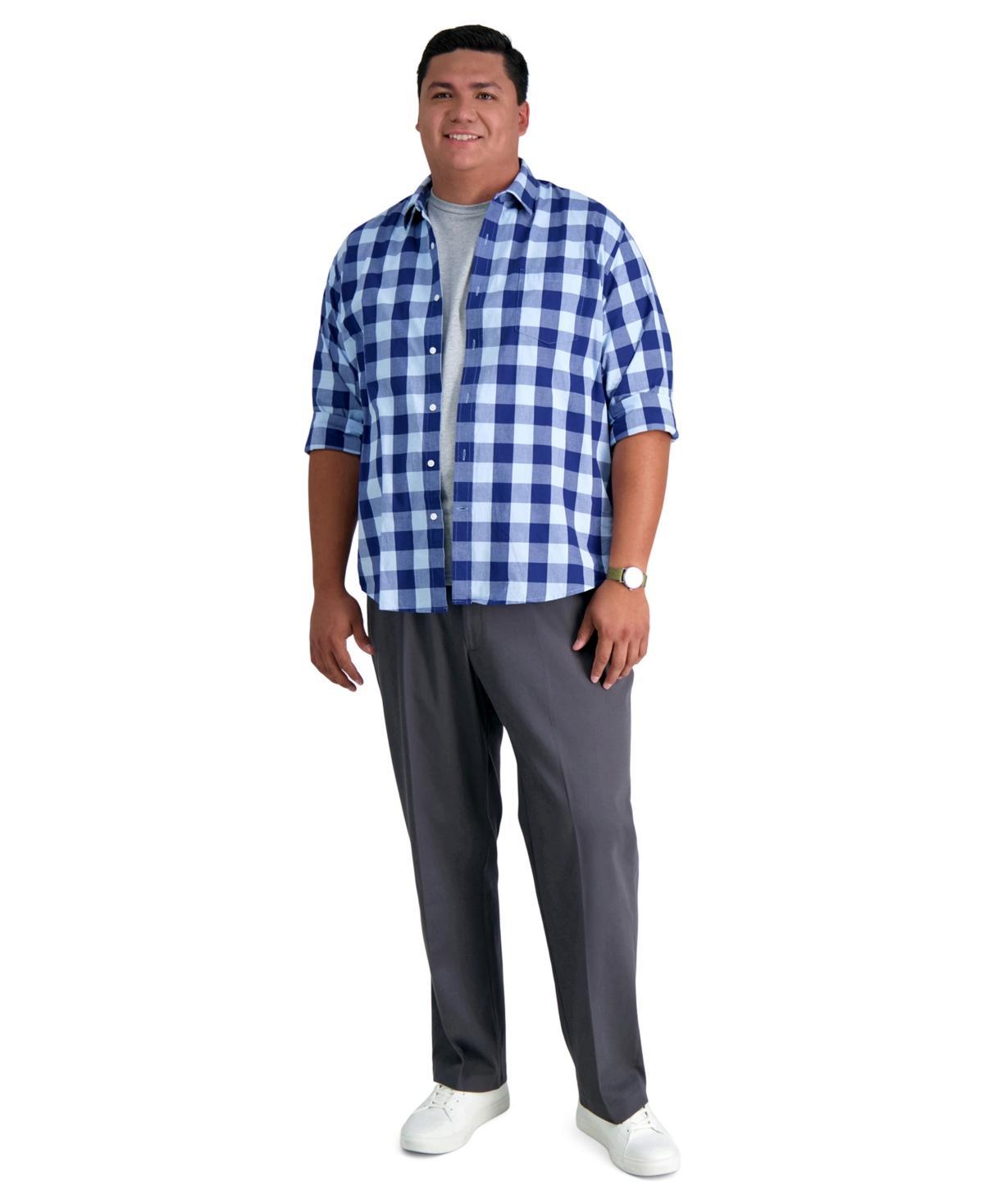Big & Tall Haggar® Premium Stretch No-Iron Khaki Flat-Front Pants, Men's, Size: 44X30, Dark Blue Product Image