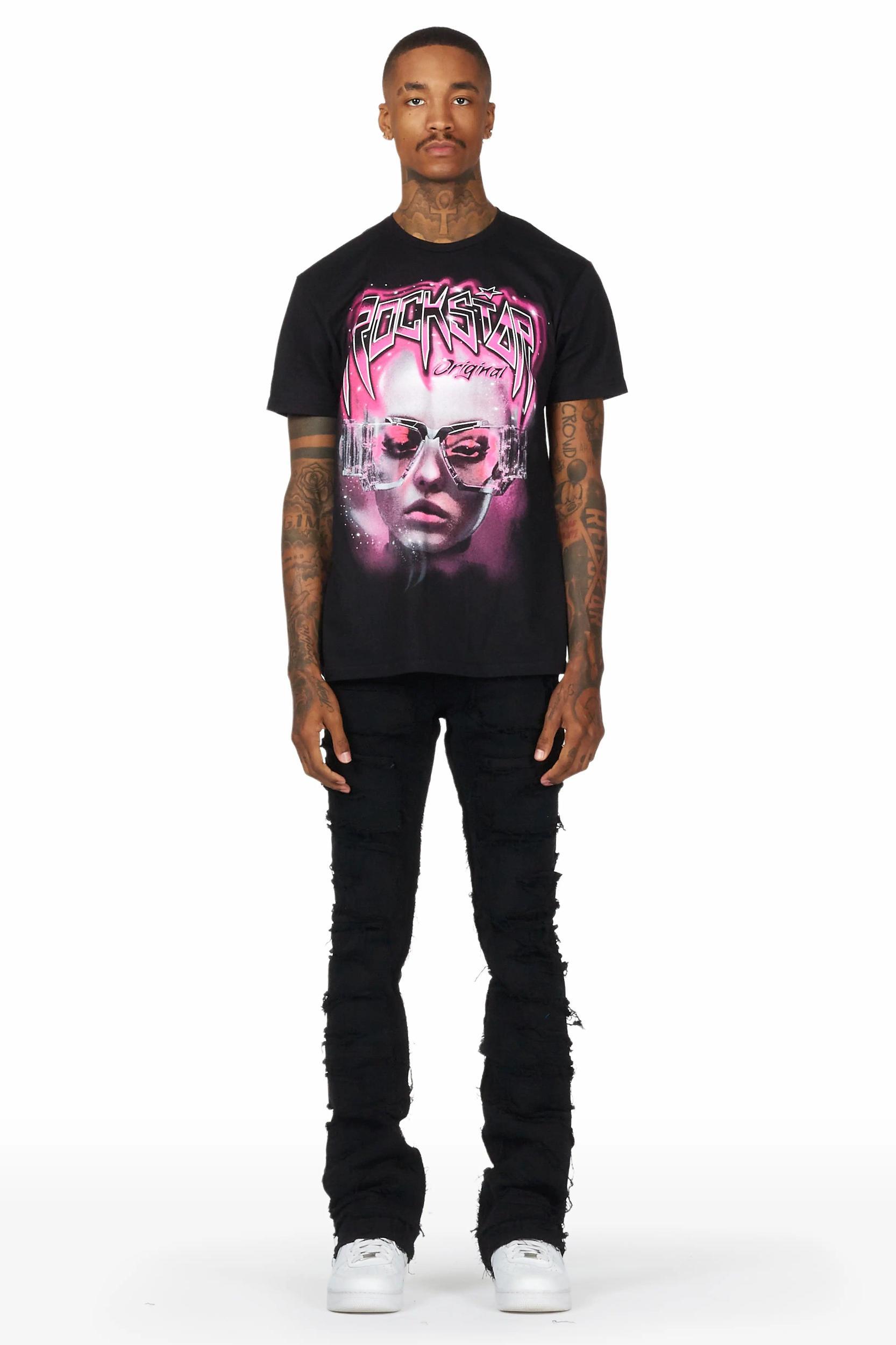 Wayland Black Stacked Flare Jean Male Product Image