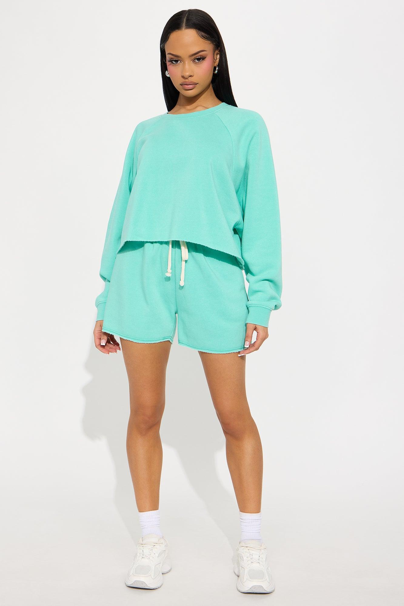So Soft Washed Fleece Short Set - Turquoise Product Image