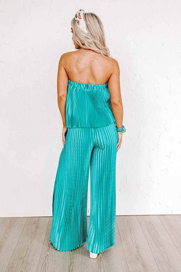 Share The Love Pleated Jumpsuit In Turquoise Product Image