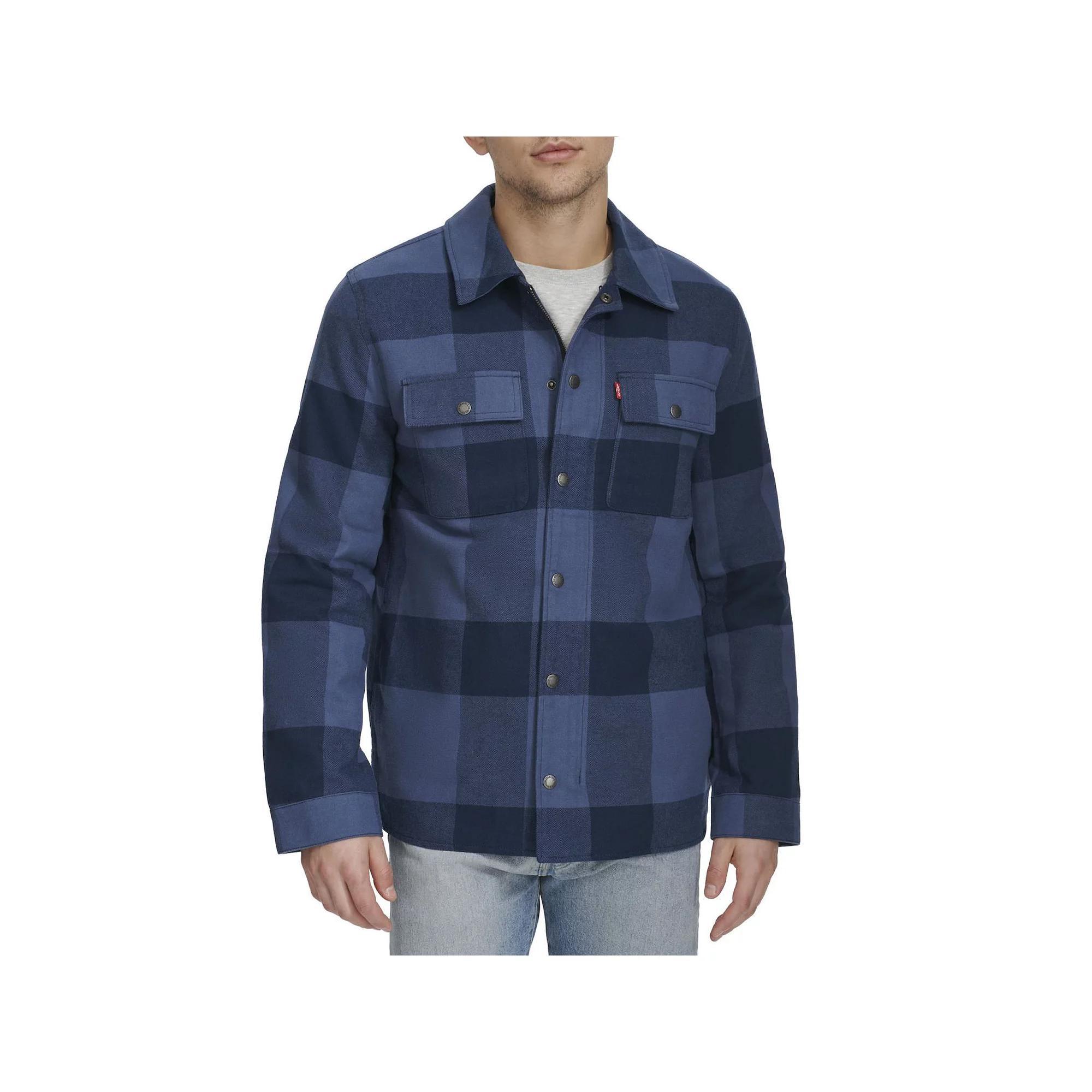 Men's Levi's® Cotton Plaid Shacket, Size: Medium, Blue Plaid Product Image