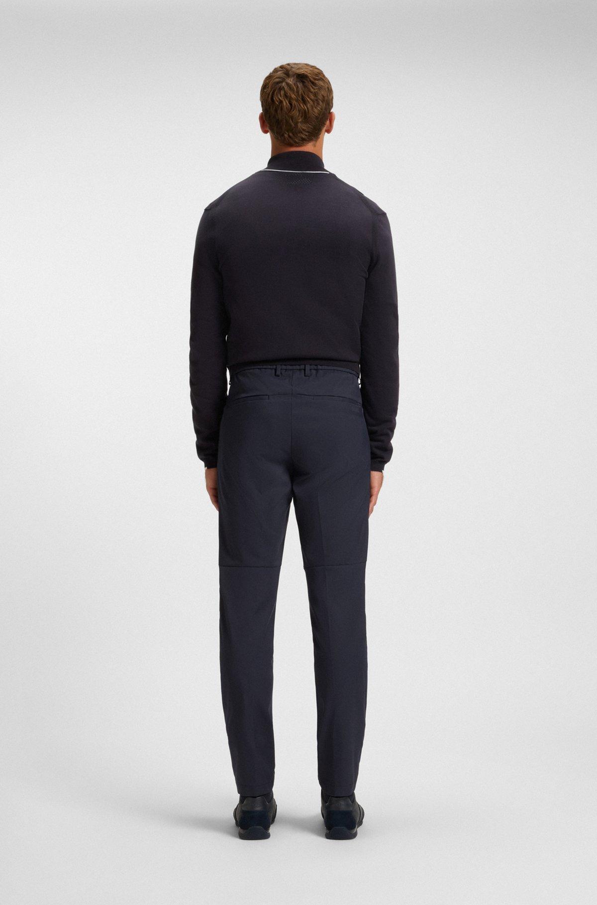 BOSS - Cuffed pants in water-repellent four-way-stretch twill - Dark Blue Product Image