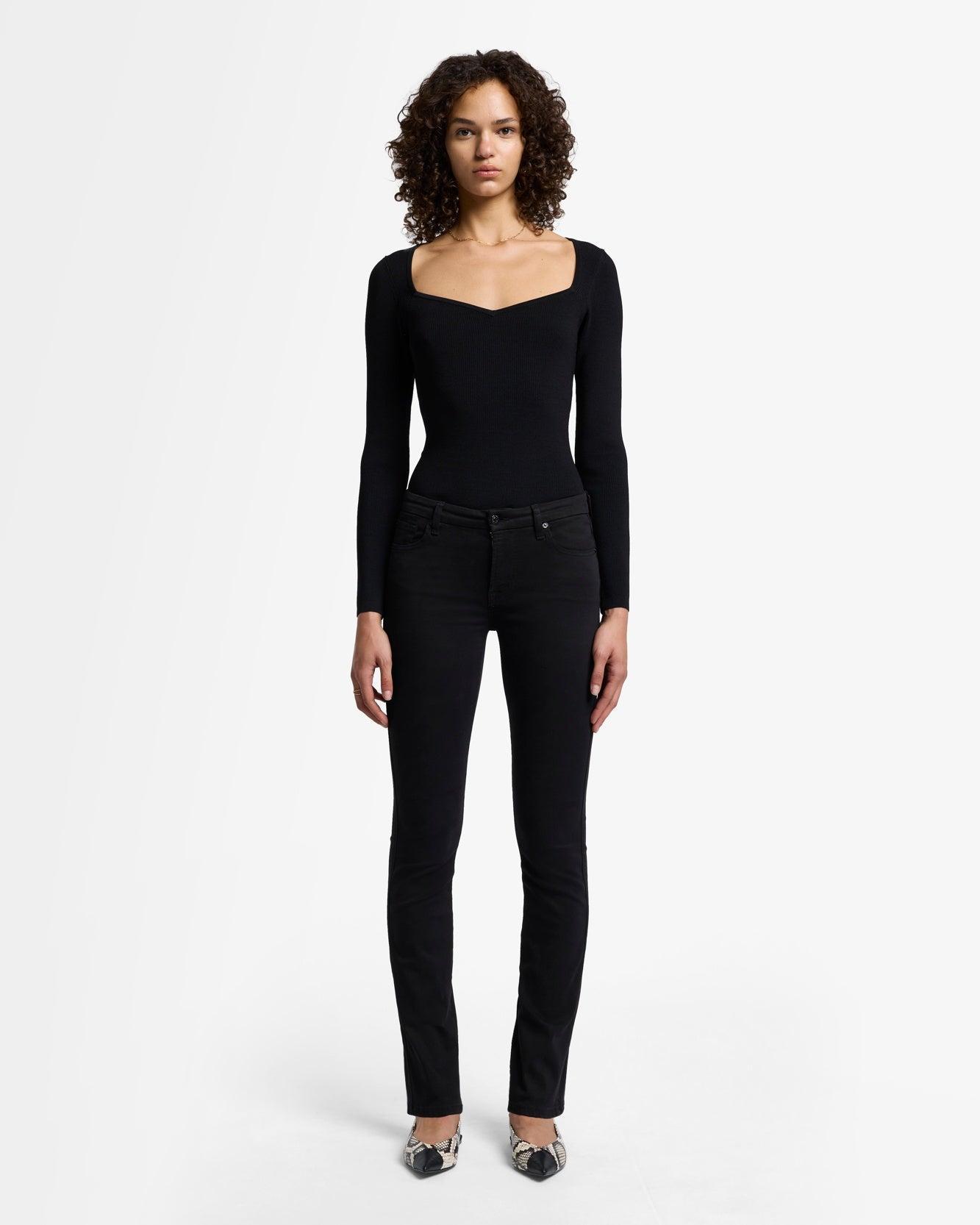 7 For All Mankind Kimmie Mid Rise Straight Jeans in Rinse Black Product Image