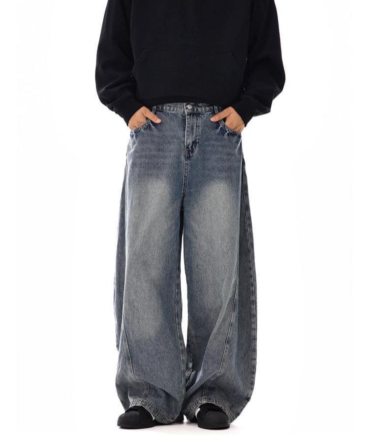 RT No. 12116 RECONSTRUCTED BLUE DENIM SCIMITAR JEANS Product Image
