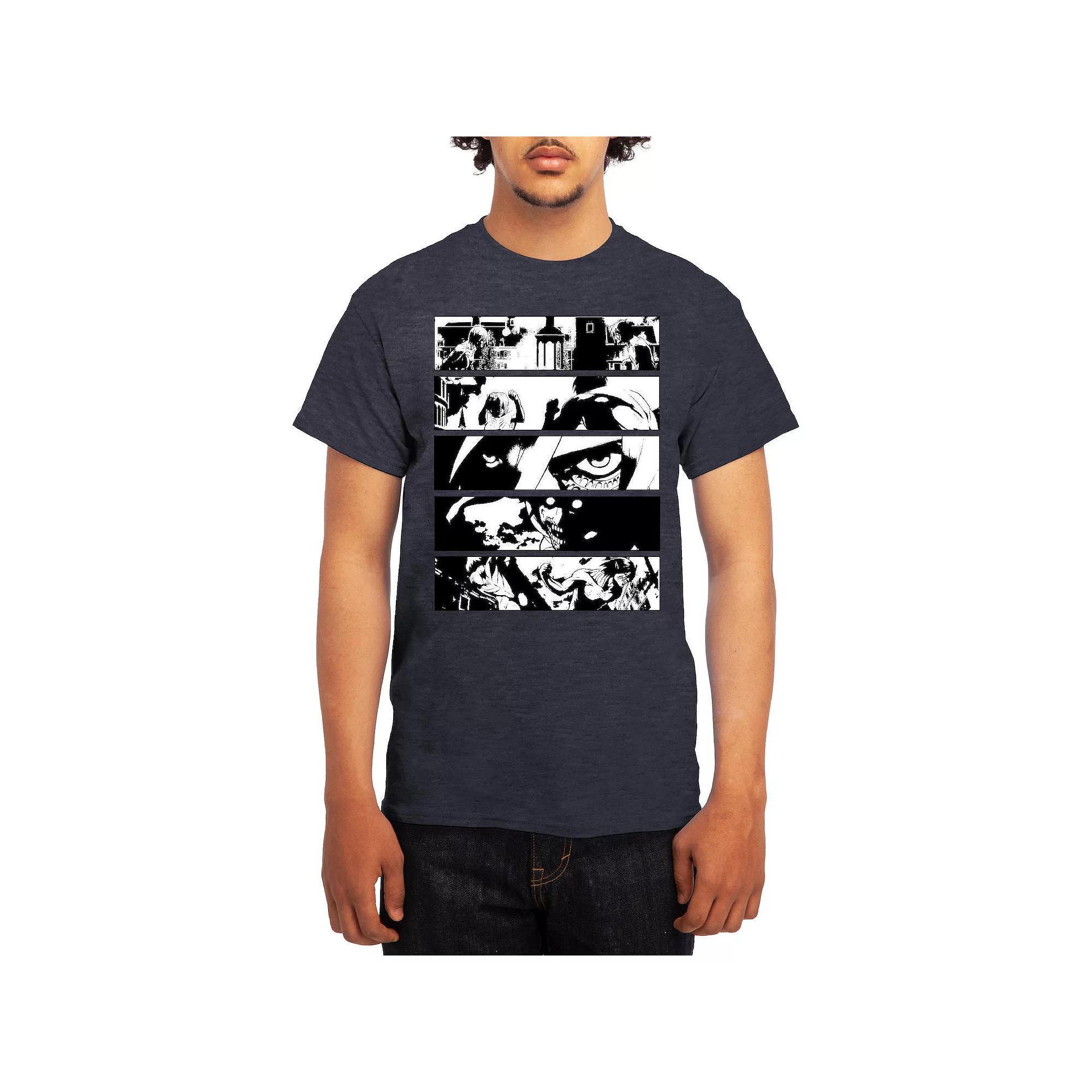 Men's Attack on Titan Black & White Battle Layout Tee, Size: XXL, Grey Red Product Image