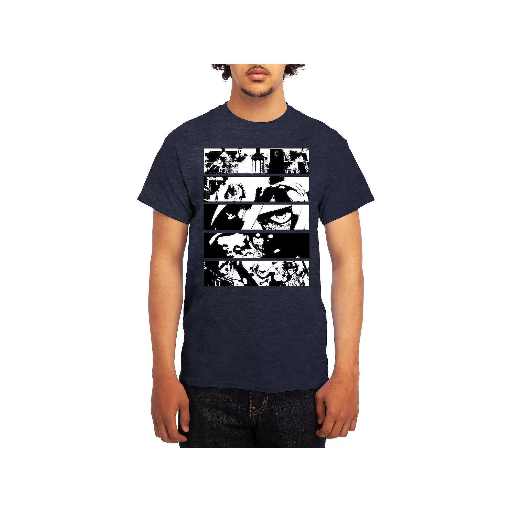 Men's Attack on Titan Black & White Battle Layout Tee, Size: XXL, Grey Red Product Image