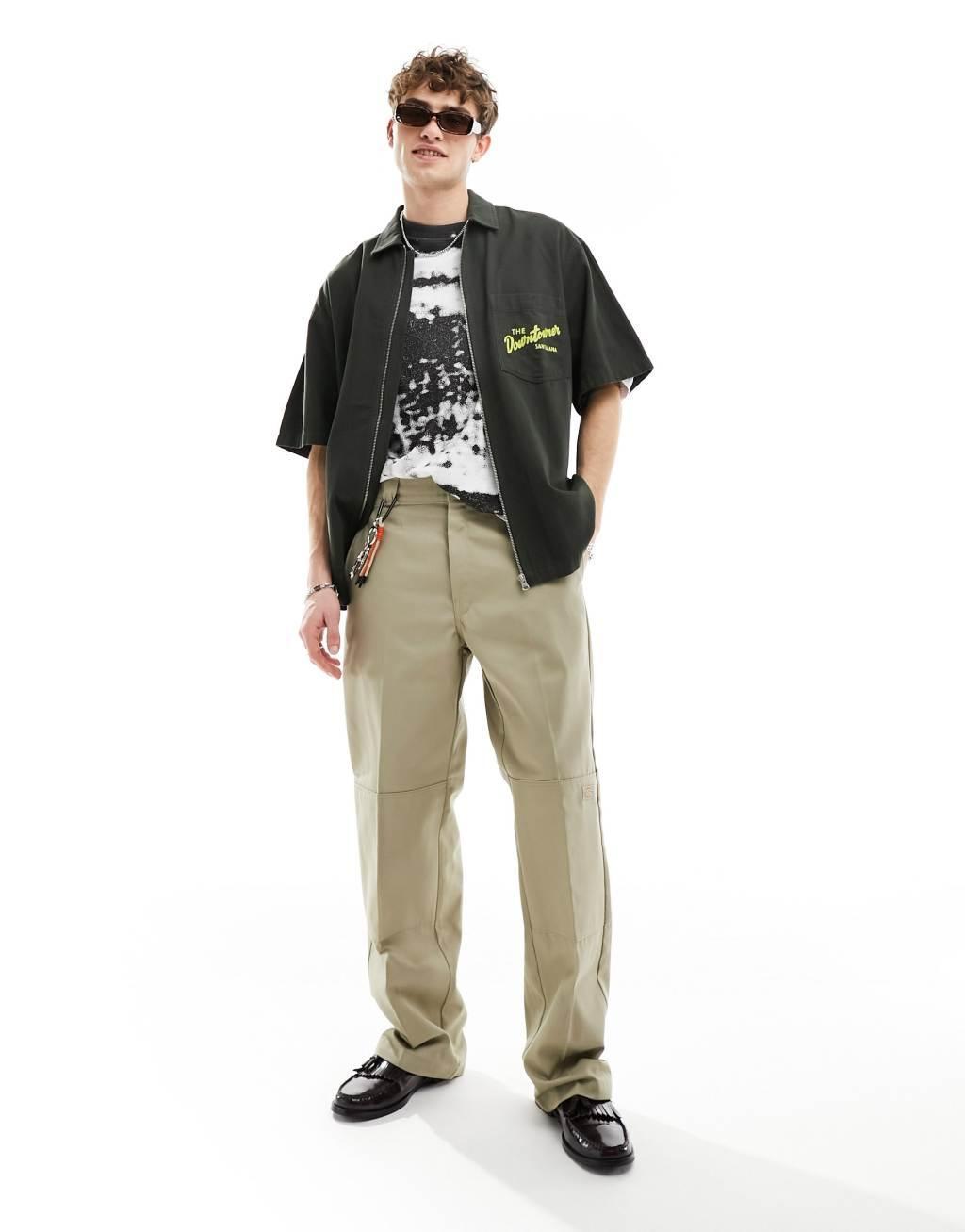 ASOS DESIGN 90s oversized twill shirt with zip front and back print Product Image