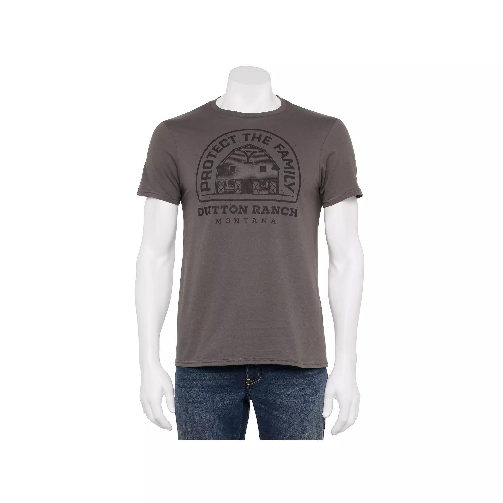 Men's Yellowstone Protect The Family Tee, Size: Medium, Grey Product Image