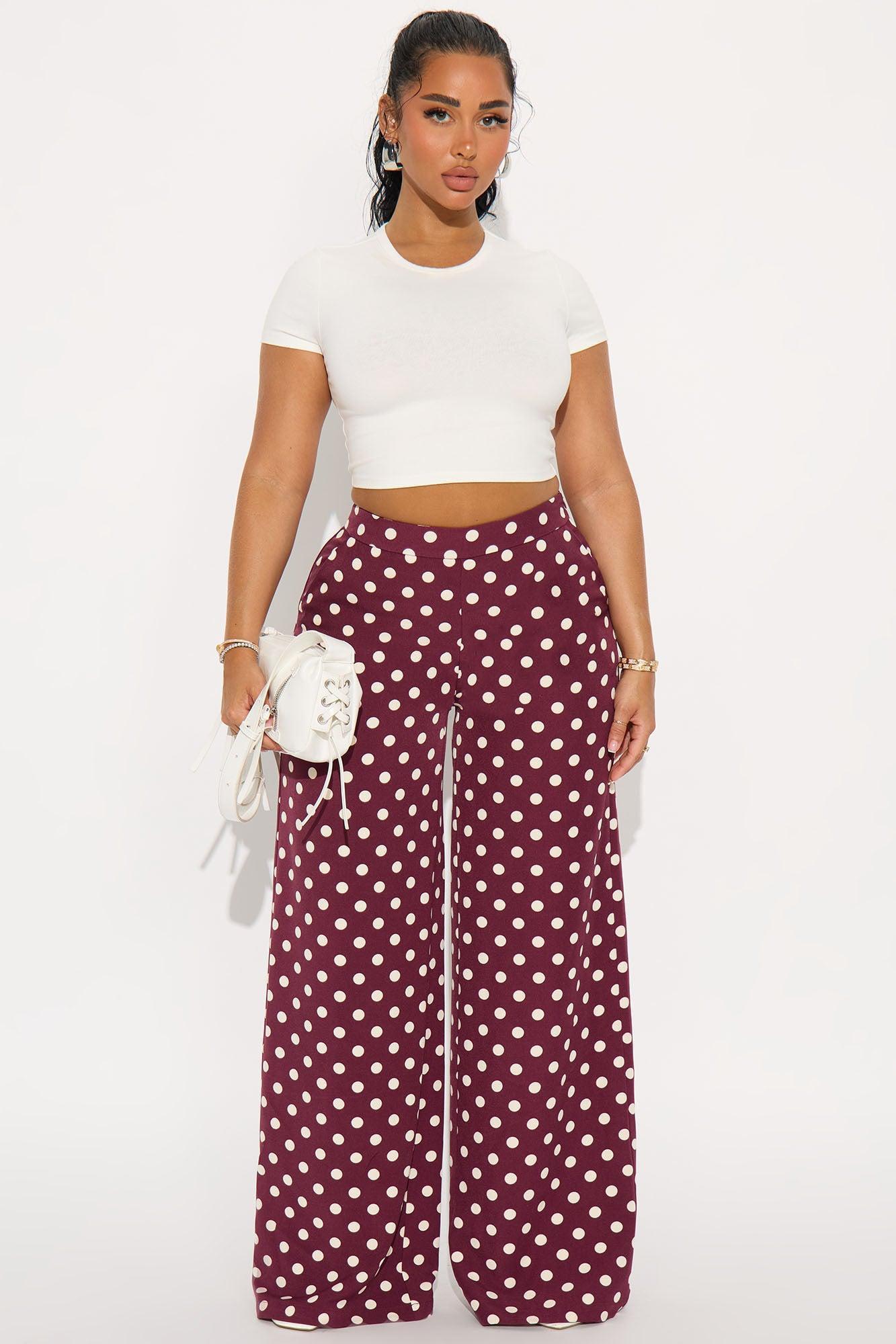Lucelia Polka Dot Trouser Pant - Burgundy/combo Product Image