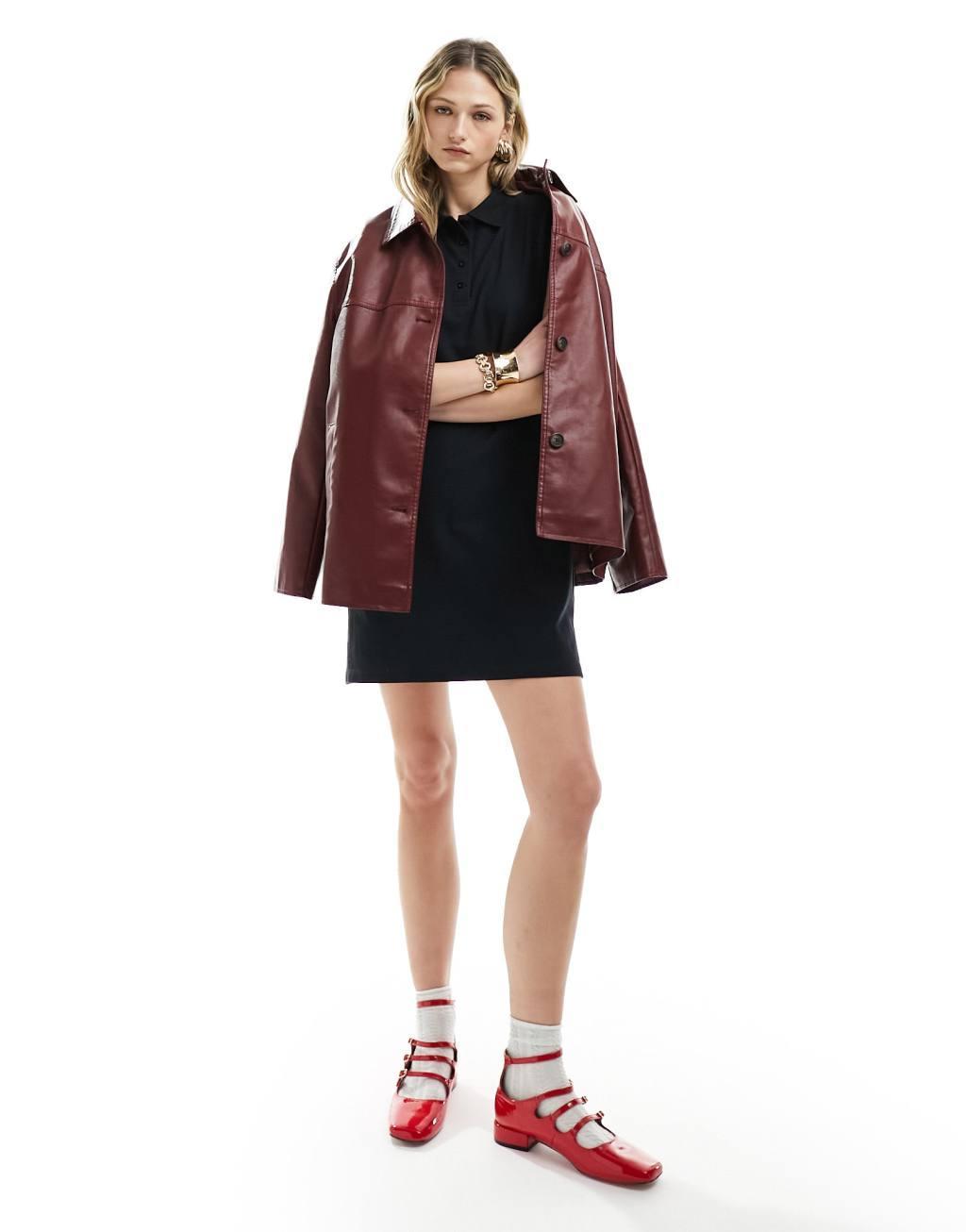 ASOS DESIGN placket shoulder pad sleeveless mini dress Product Image