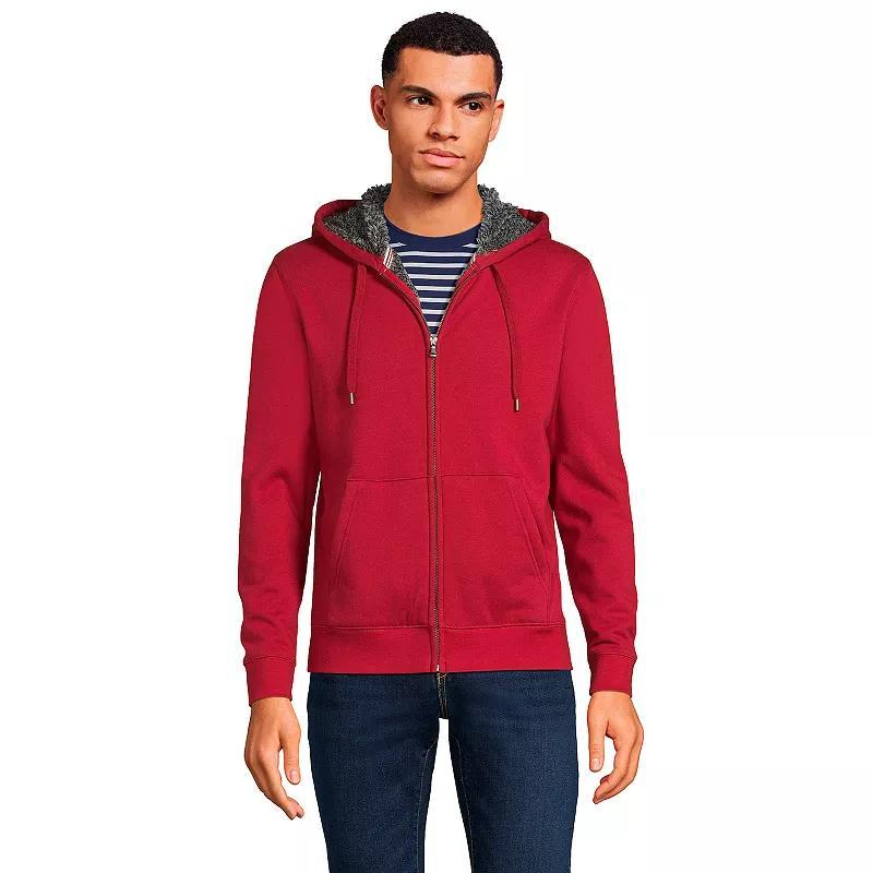 Men's Lands' End Serious Sweats Full-Zip Sherpa Hoodie, Size: XXL, Pewter Grey Product Image