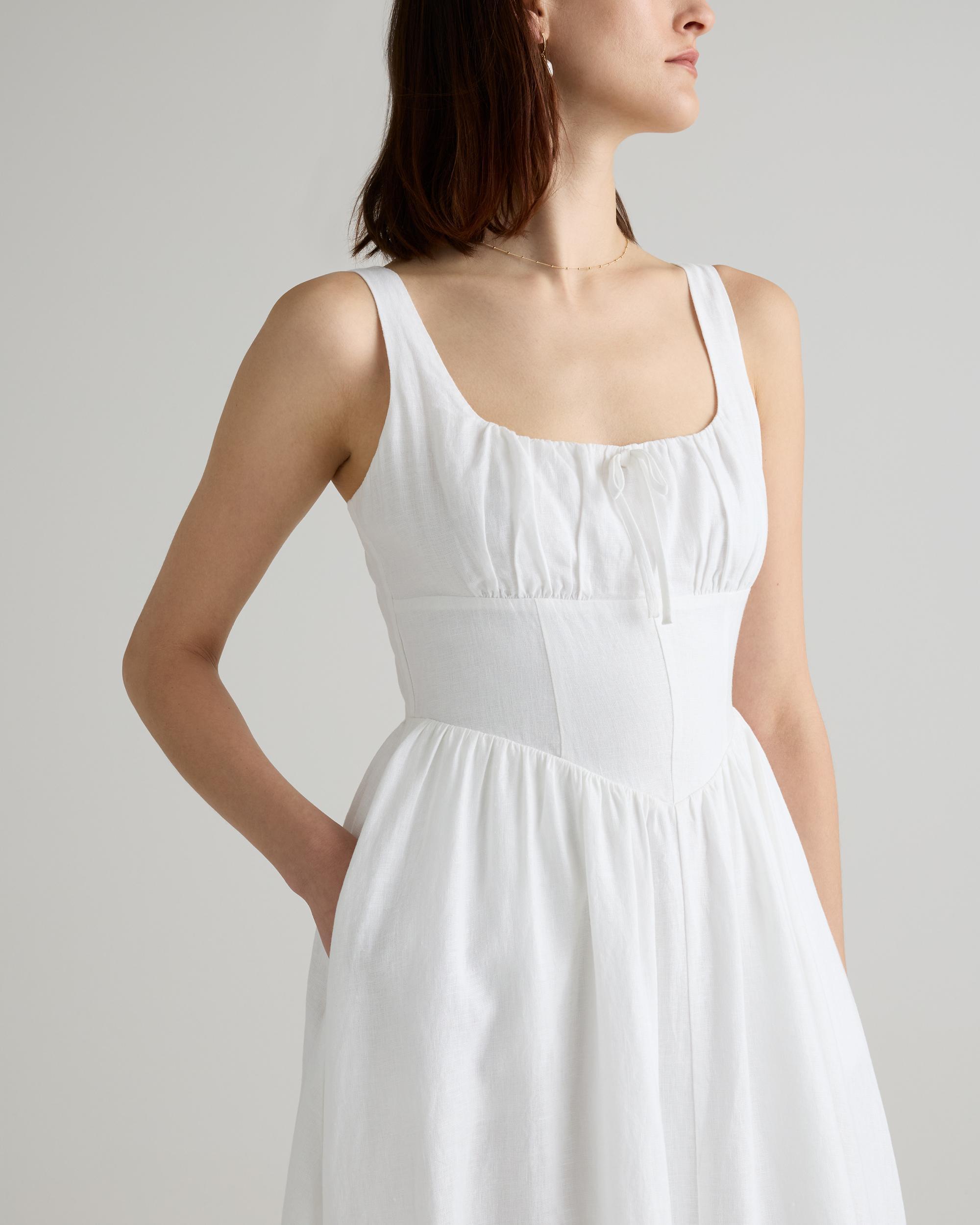 Quince | Women's 100% European Linen Corset Midi Dress Size XS Product Image