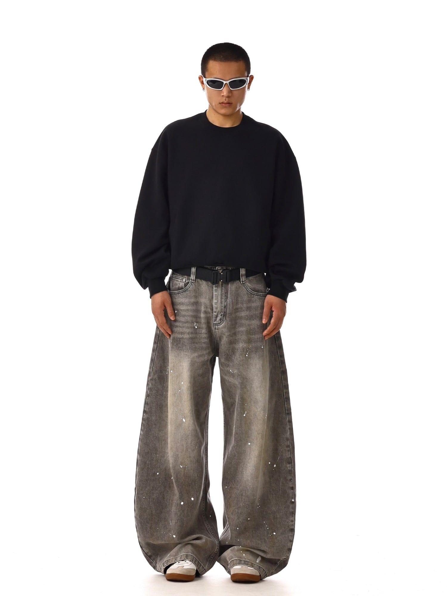 RT No. 12538 SMOKE GRAY DENIM BAGGY JEANS Product Image