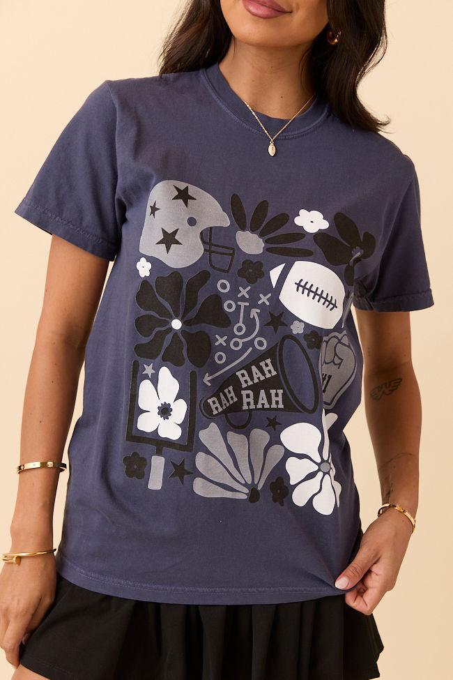 Floral Football Icon Print Navy Graphic Tee Product Image
