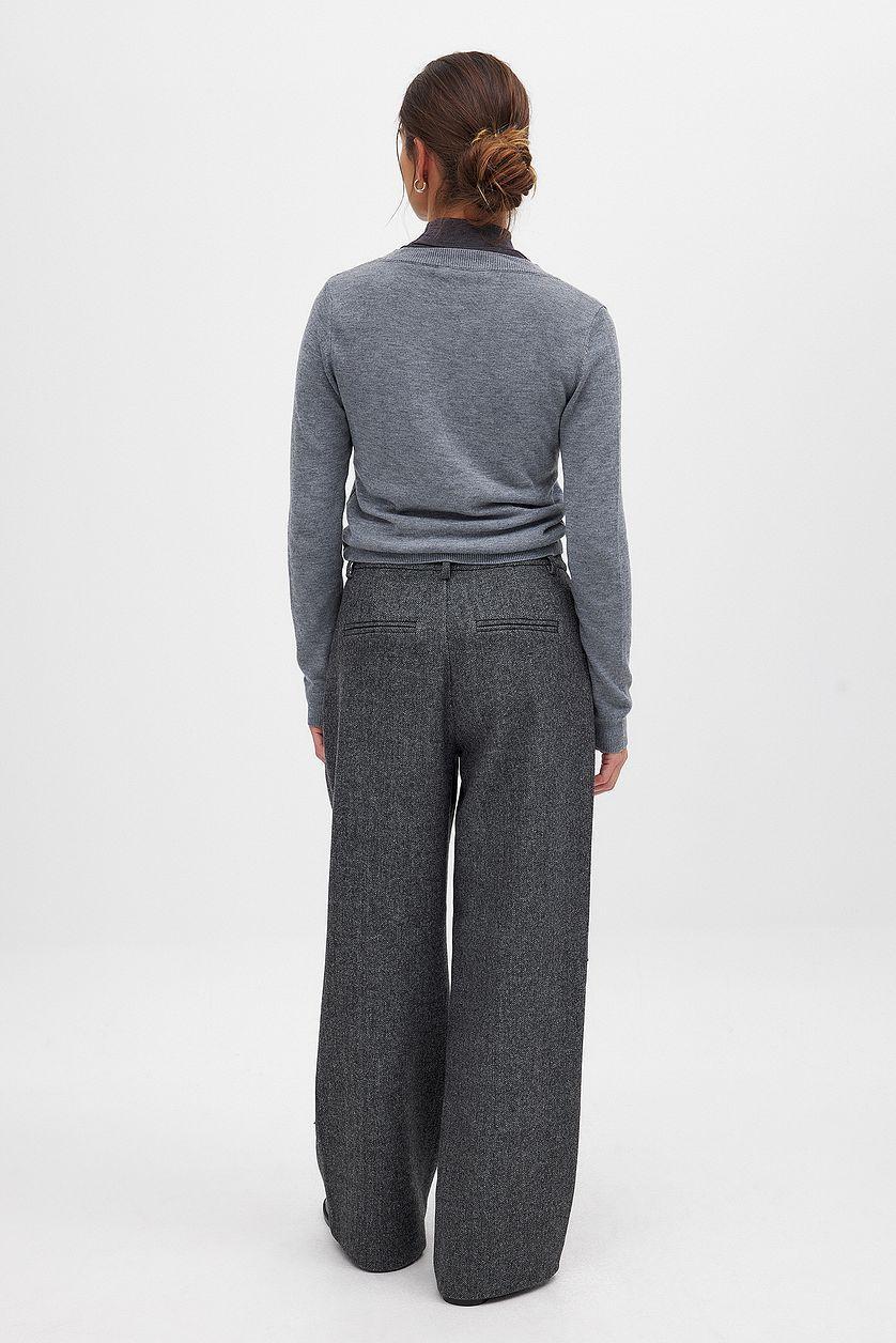 Mid Waist Herringbone Trousers Product Image