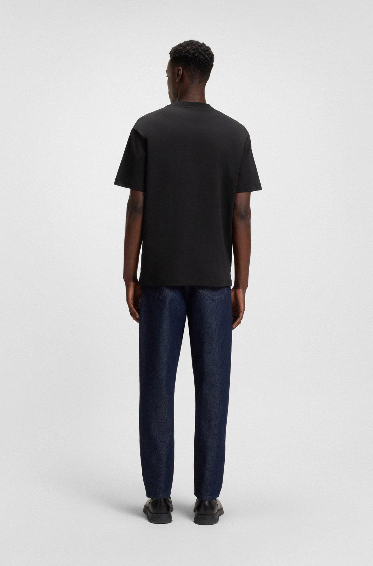 HUGO - Interlock-cotton T-shirt with zip pocket - Black Product Image