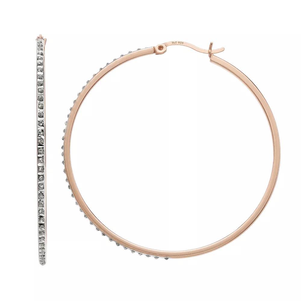 Diamond Mystique Round Hoop Earrings, Women's, White Over Silver Product Image