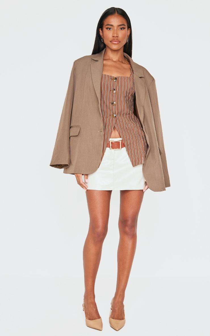 Brown Striped Longline Square Neck Vest Product Image