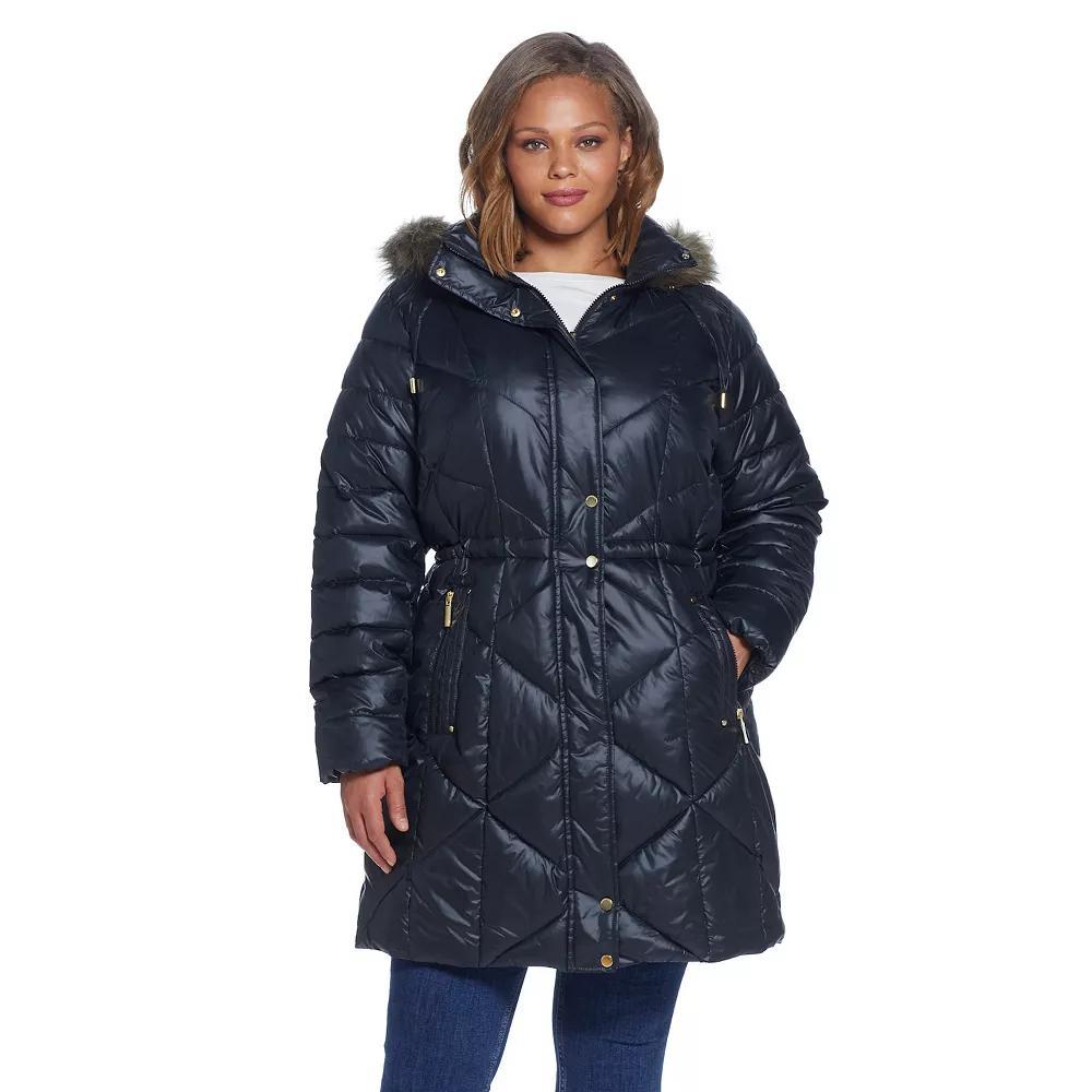 Plus Size Weathercast Faux-Fur Hood Quilted Puffer Coat, Women's, Size: 2XL, Black Product Image