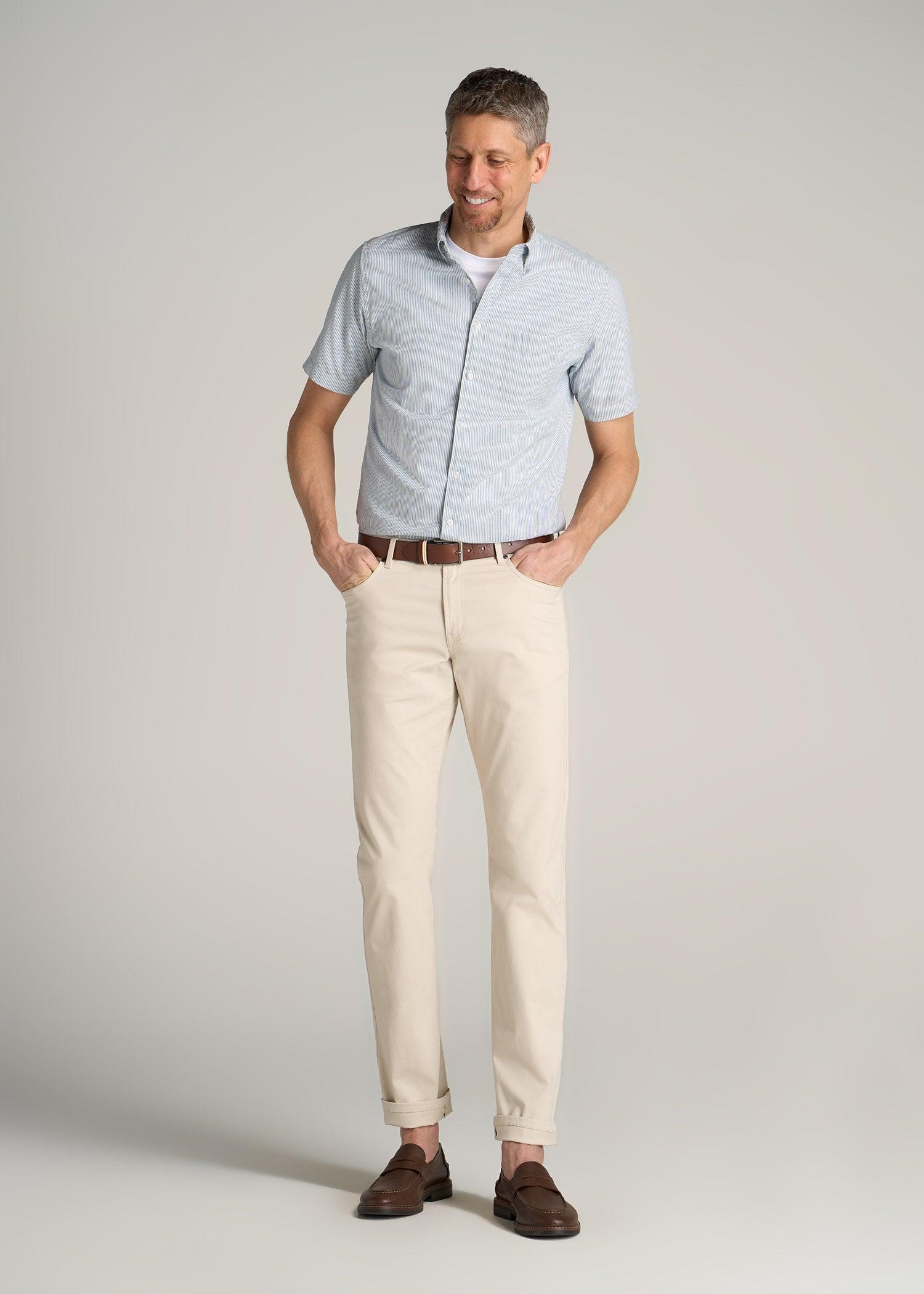 Carman TAPERED Fit Five Pocket Pants for Tall Men in Soft Beige Product Image