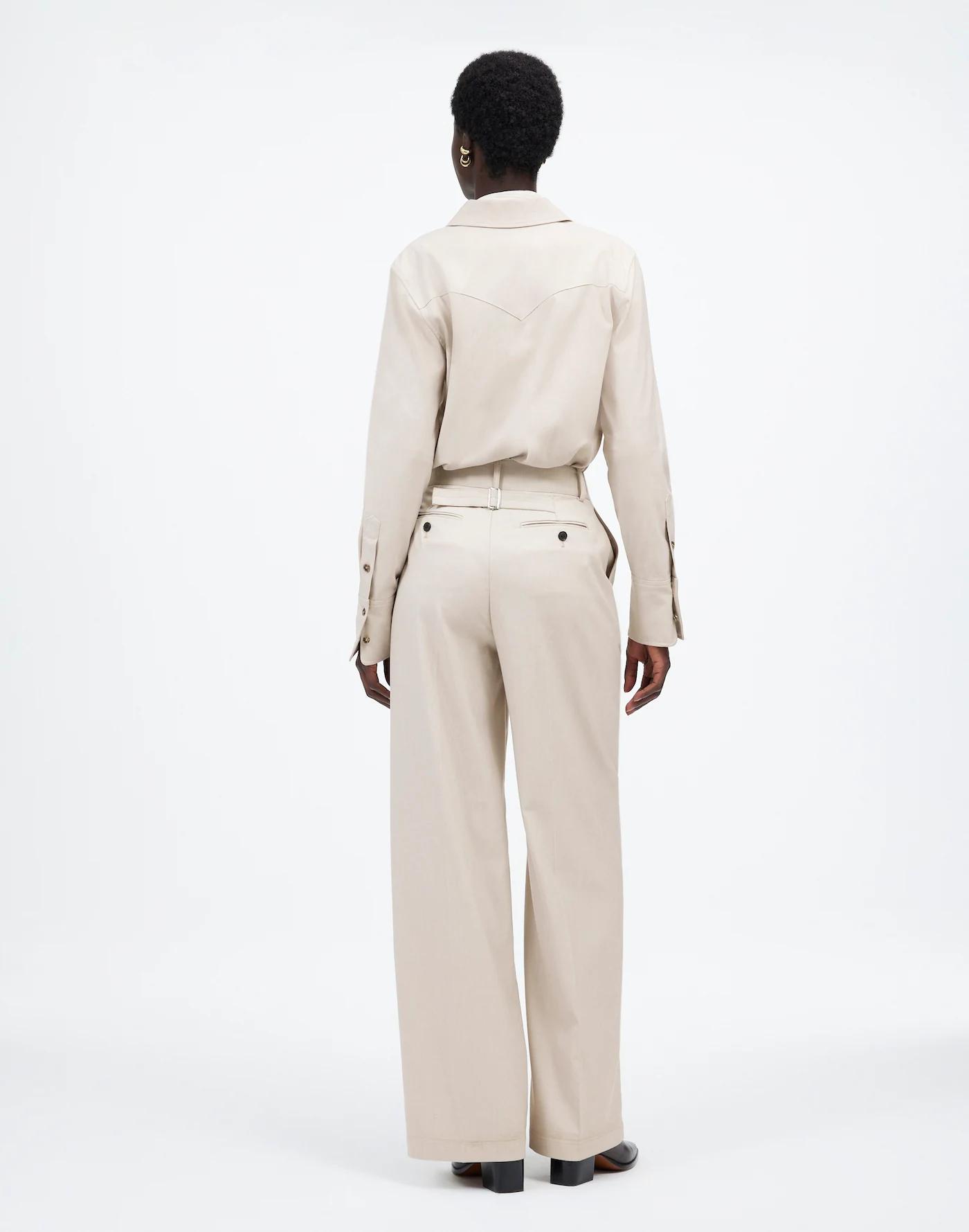 The Harlow Wide-Leg Trouser in Brushed Twill Product Image