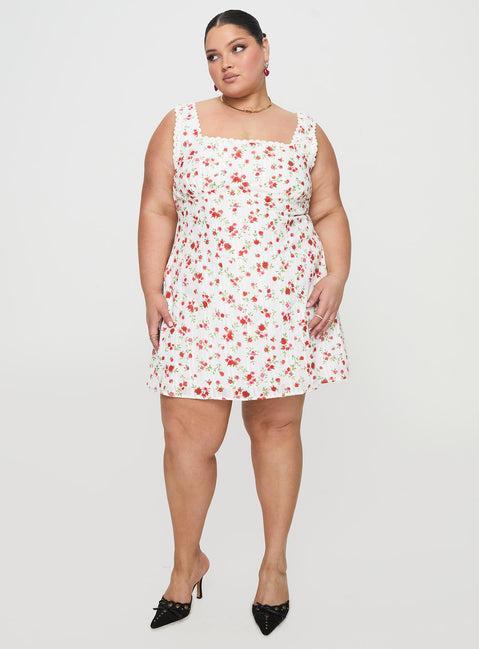 Dasha Mini Dress White Floral Curve Product Image