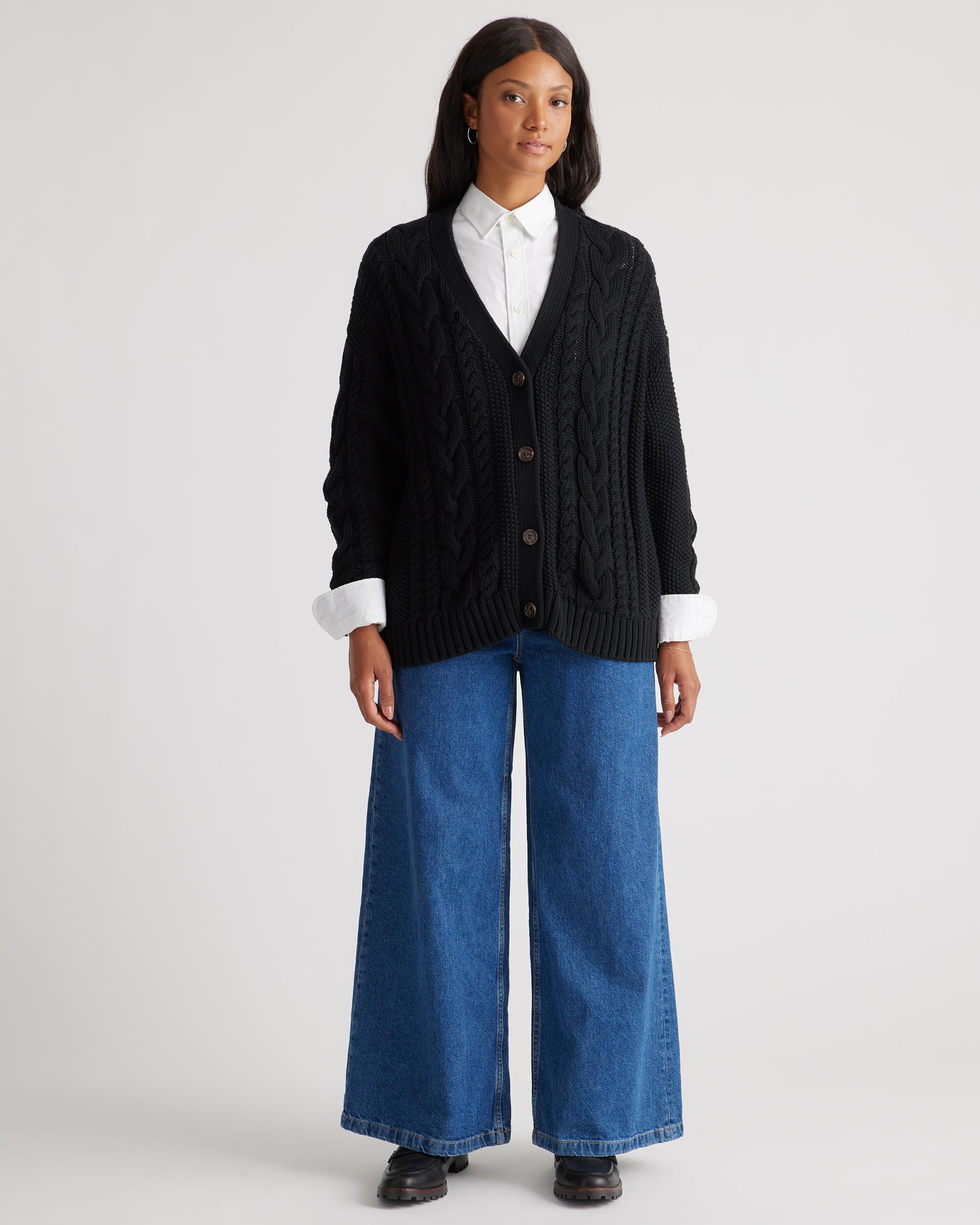 Quince | Women's OverSized Cable Cardigan Sweater Organic Cotton Product Image