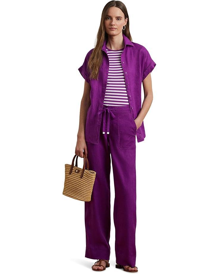 Petite Striped Stretch Cotton Crew Neck Tee Product Image