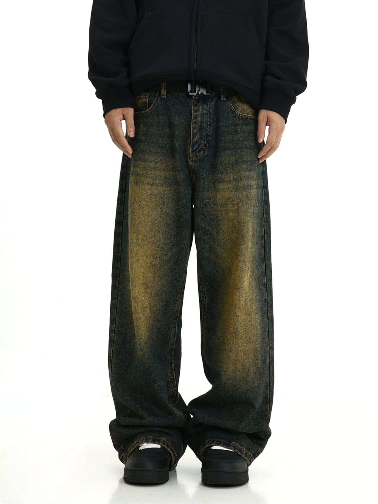 RT No. 10380 RETRO BLUE WIDE STRAIGHT DENIM JEANS Product Image