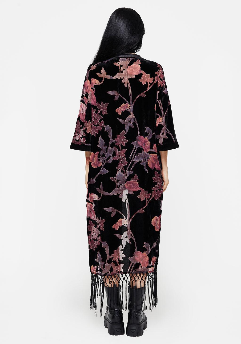 Virosa Floral Embroidered Velour Gown Product Image