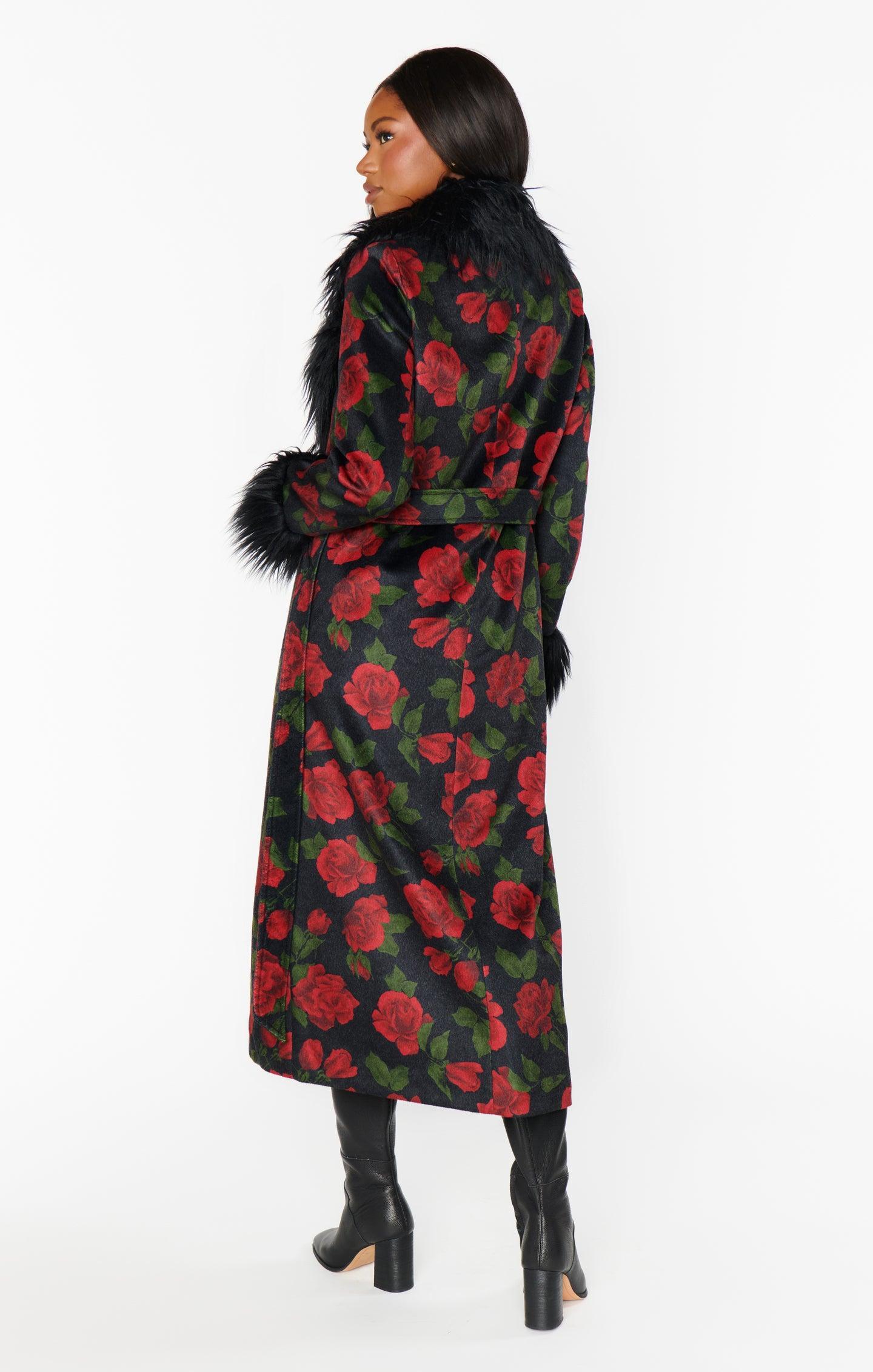 Elaine Coat ~ Send Me Roses with Faux Fur Product Image