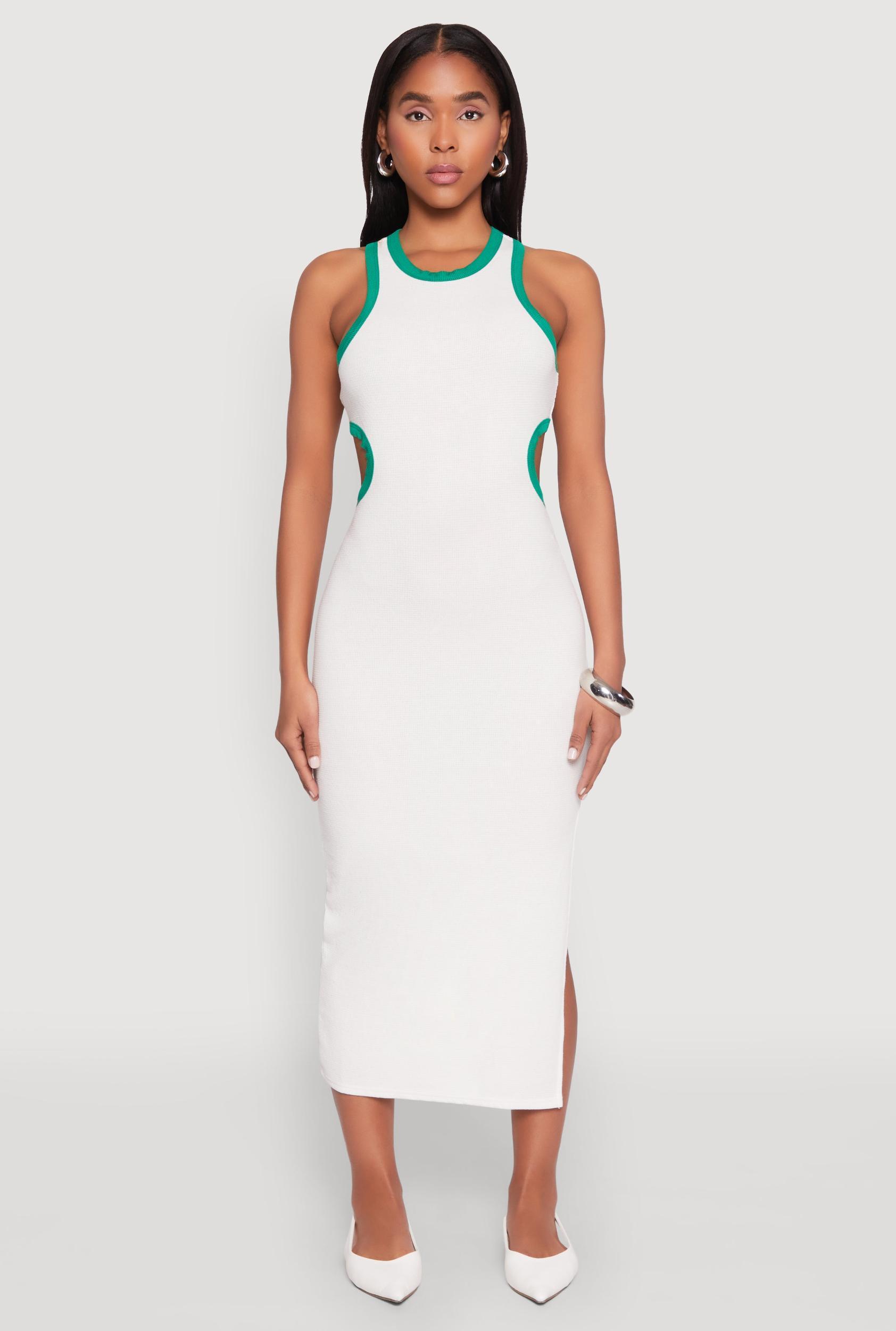 Womens Contrast Trim Cut Out Tank Dress Product Image