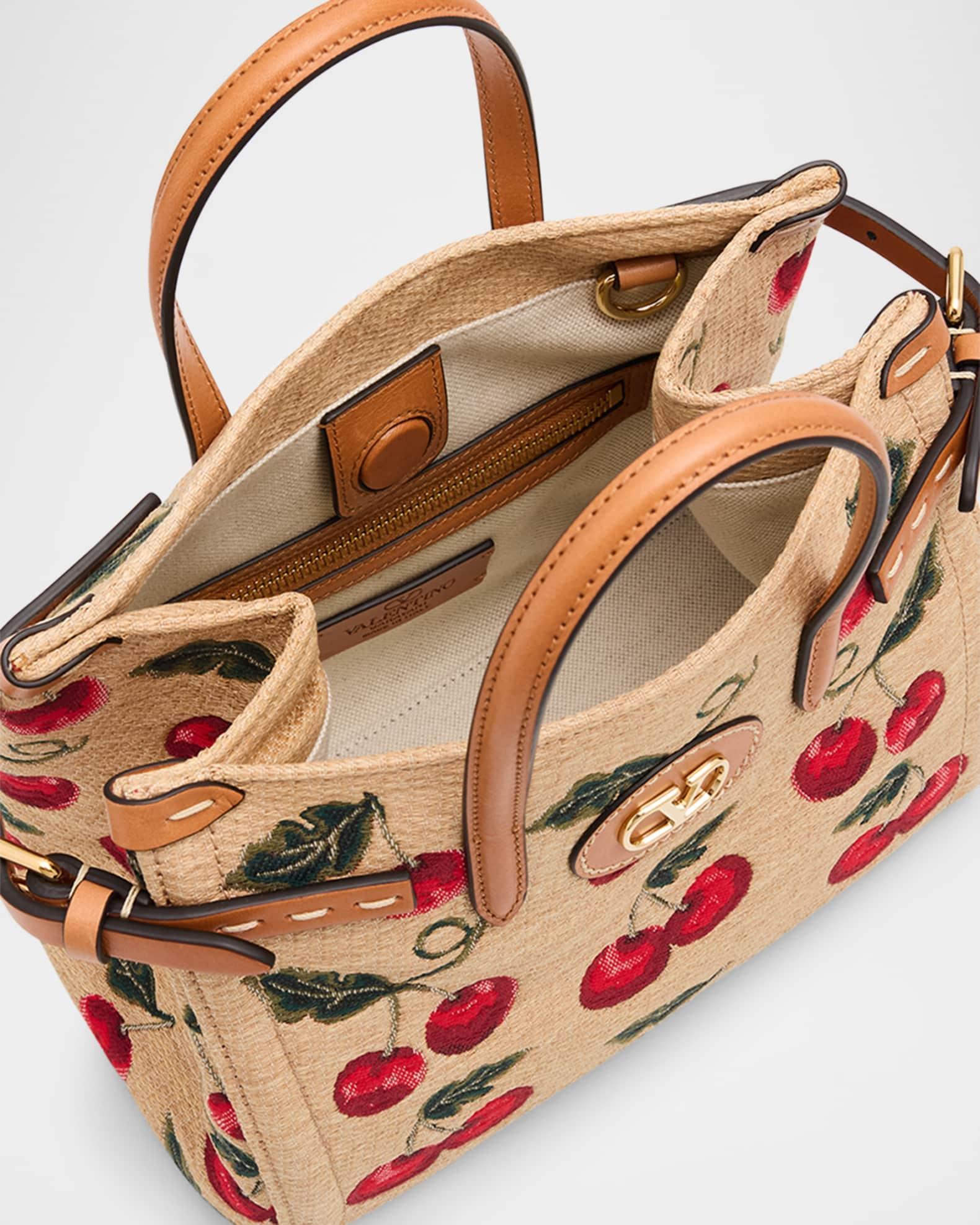 Antibes Small Raffia Cherry Jacquard Tote Bag Product Image
