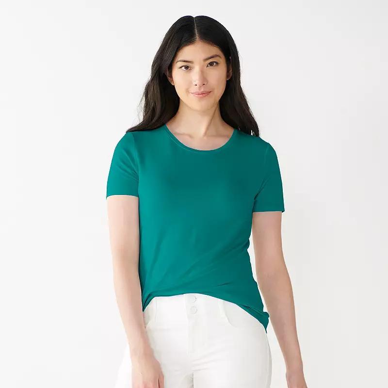 Women's Nine West Essential Crewneck Tee, Size: XL, Nikita Purple Product Image