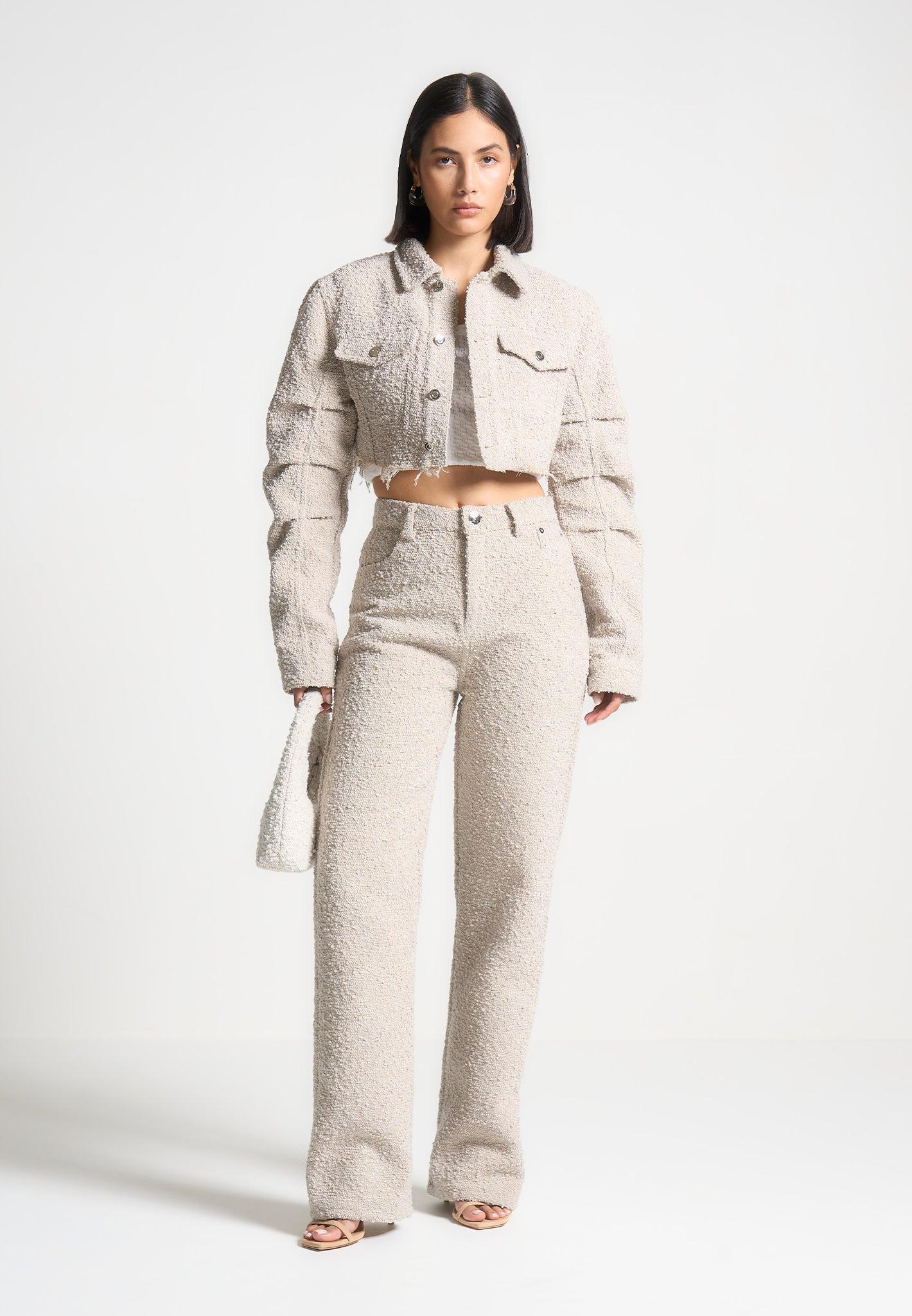 Catherine - Cropped Boucle Jacket - Beige Female Product Image
