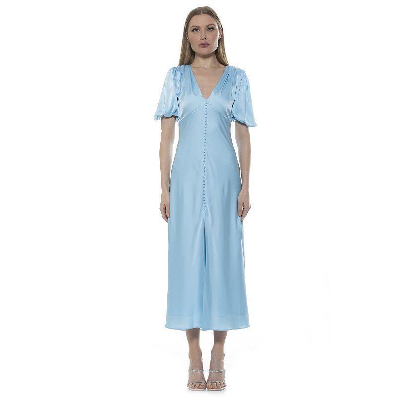 Women's ALEXIA ADMOR Lorelei Bubble Sleeve Midi Dress, Size: 8, Halogen Blue Product Image