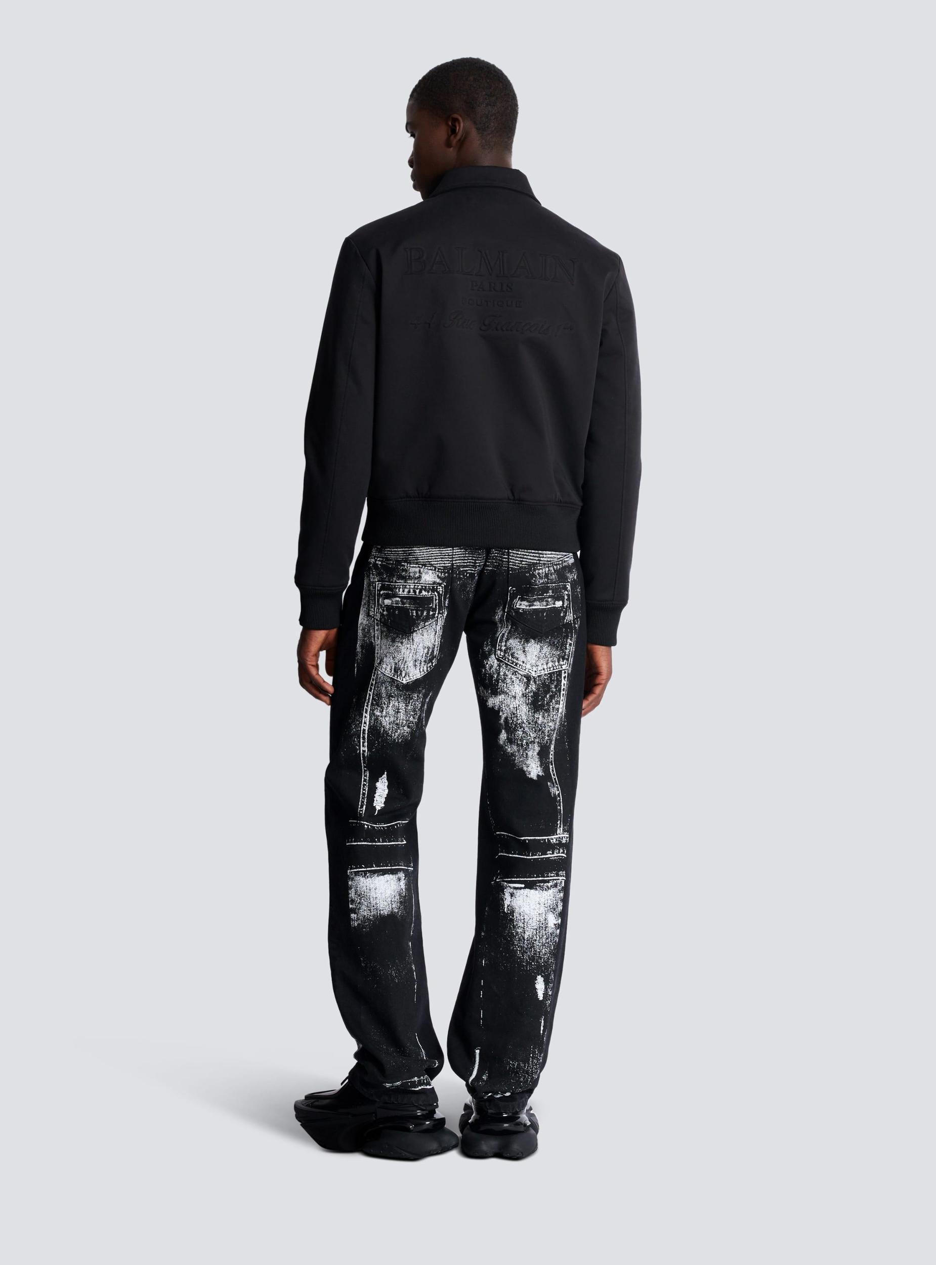 Cotton bomber jacket with vintage Balmain logo Product Image