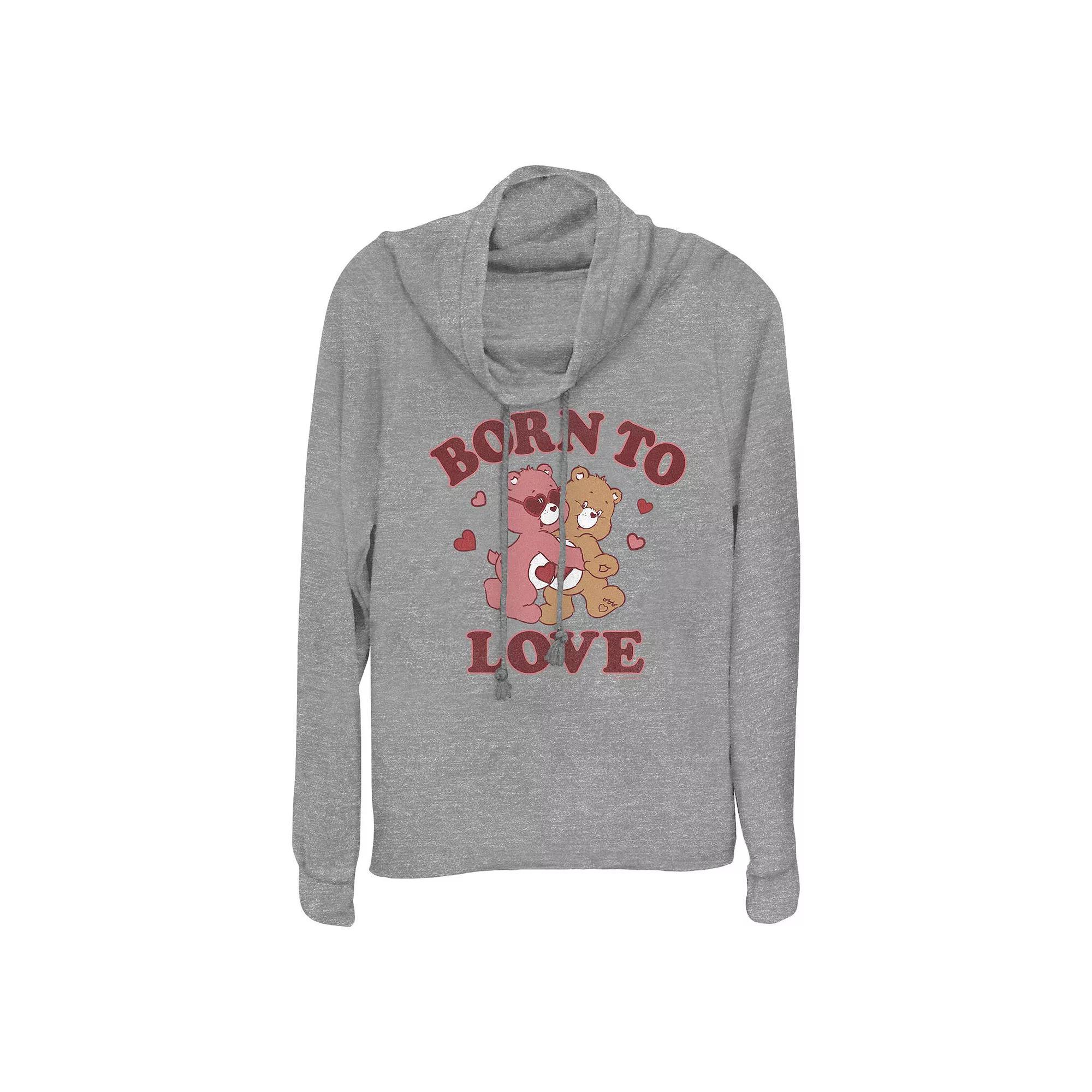Plus Size Care Bears Born To Love Cowlneck Graphic Lightweight Long Sleeve, Women's, Size: 1XL, Gray Grey Product Image
